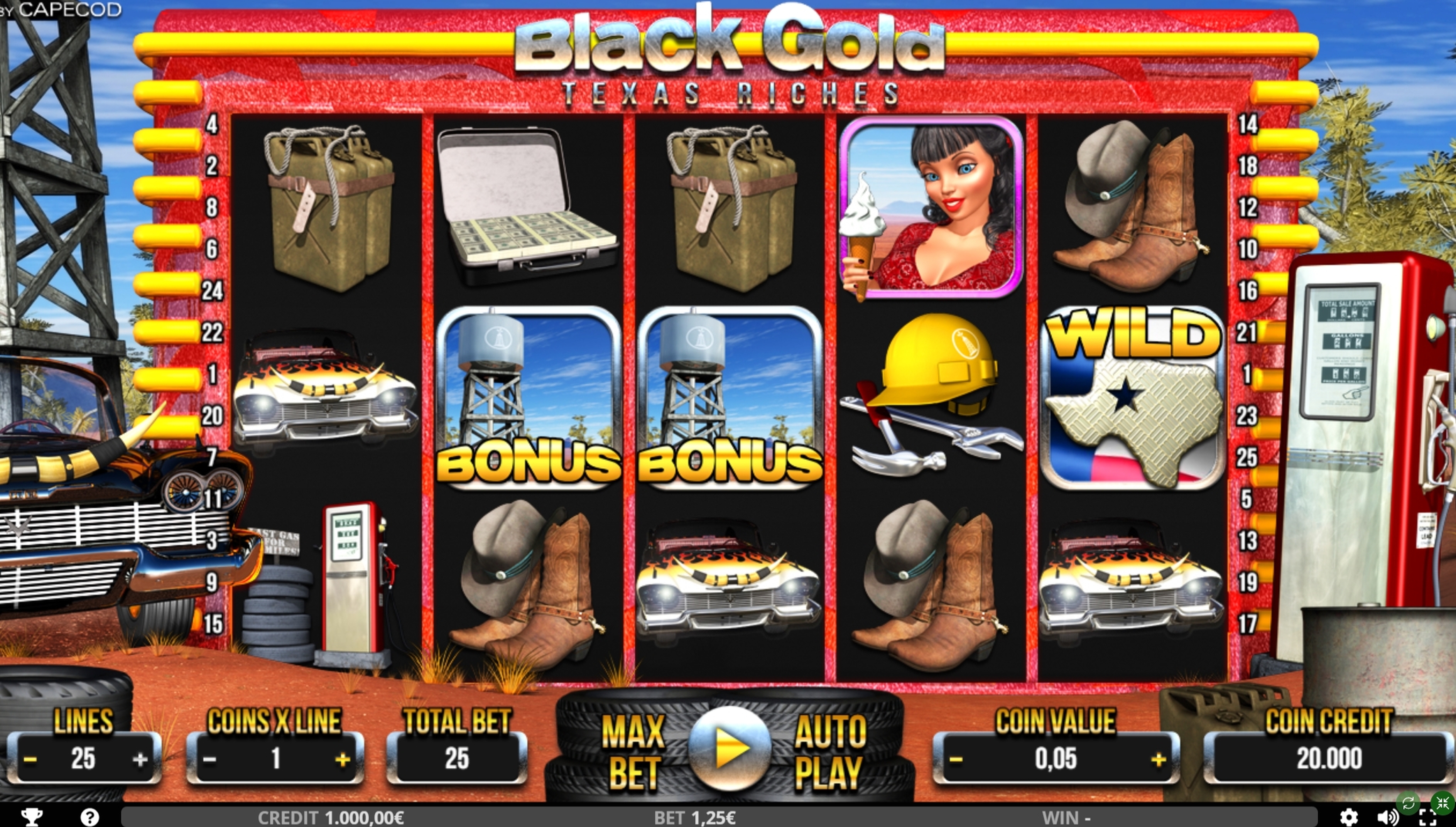 Reels in Black Gold Texas Riches Slot Game by Capecod Gaming