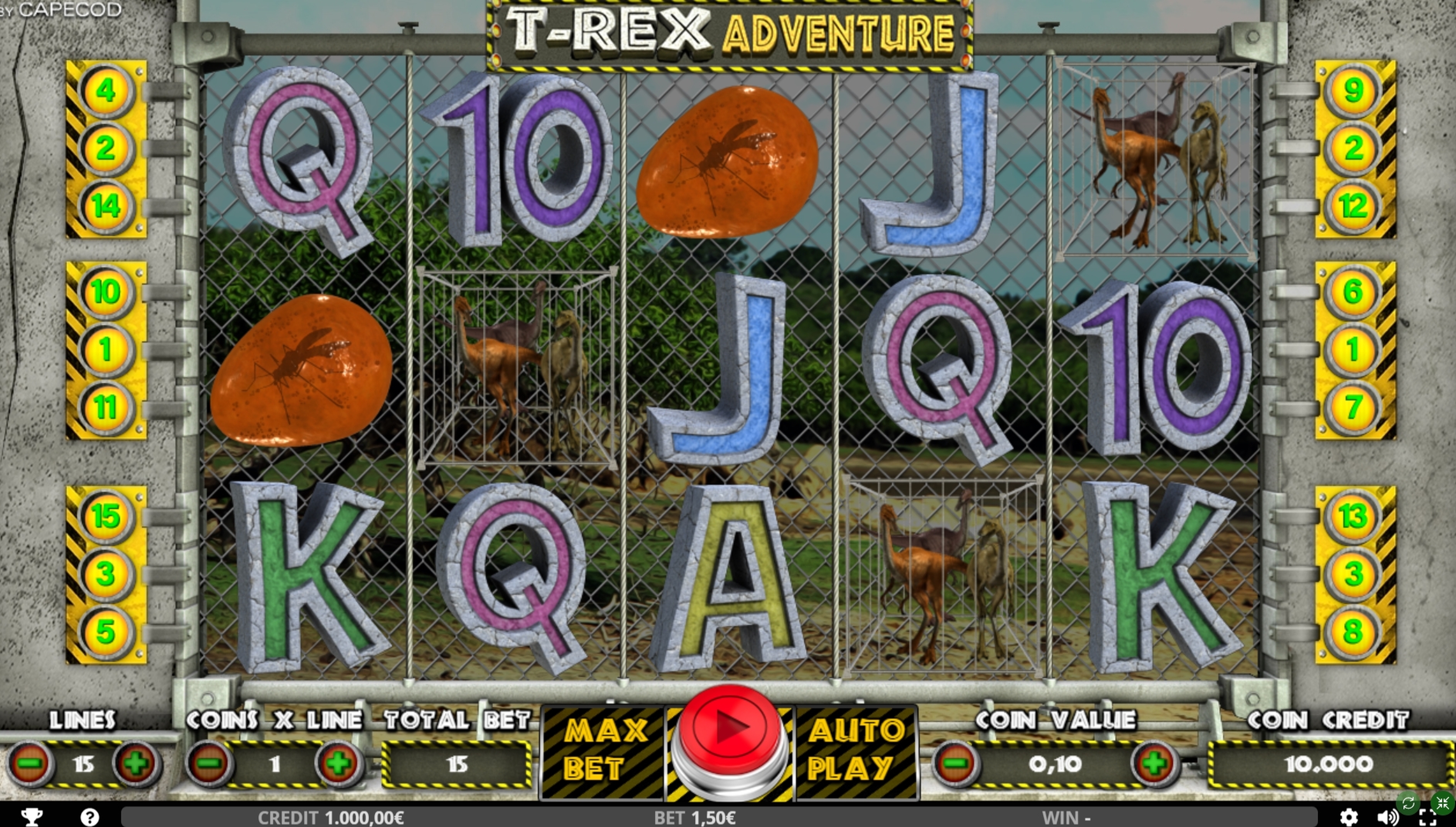Reels in T Rex Adventure Slot Game by Capecod Gaming