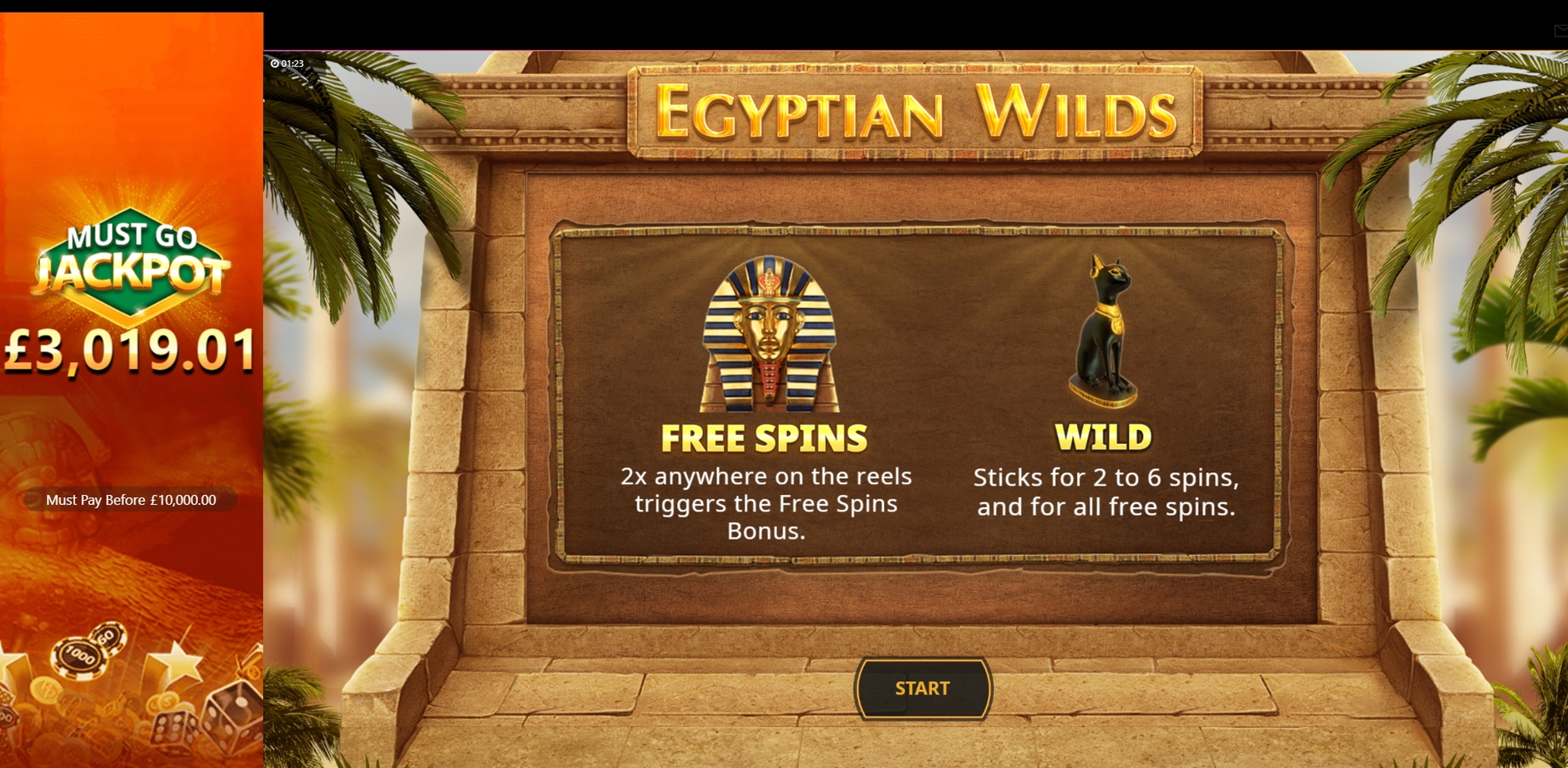Play Egyptian Wilds Free Casino Slot Game by Cayetano Gaming