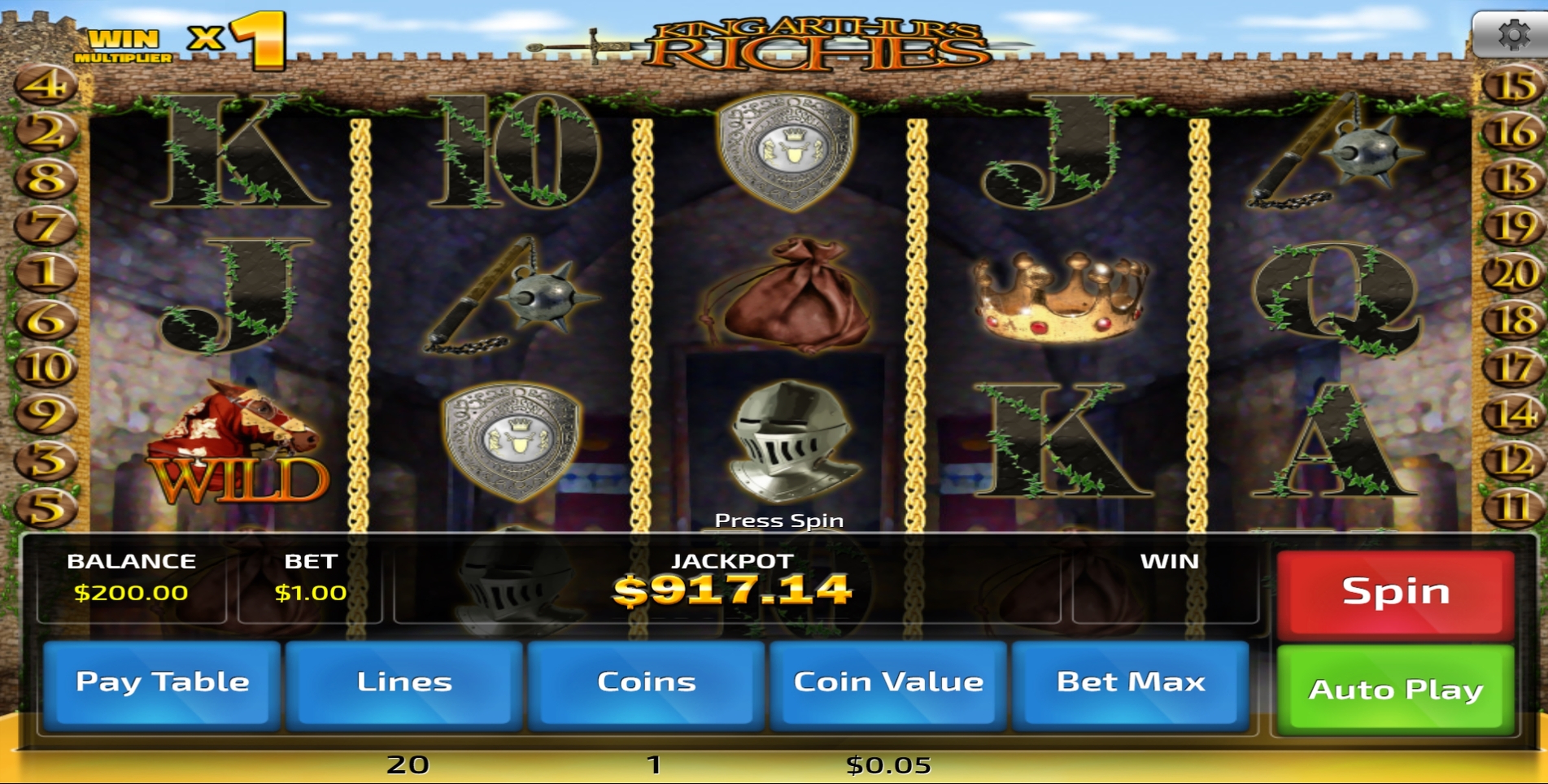Reels in King Arthurs Riches Slot Game by Concept Gaming