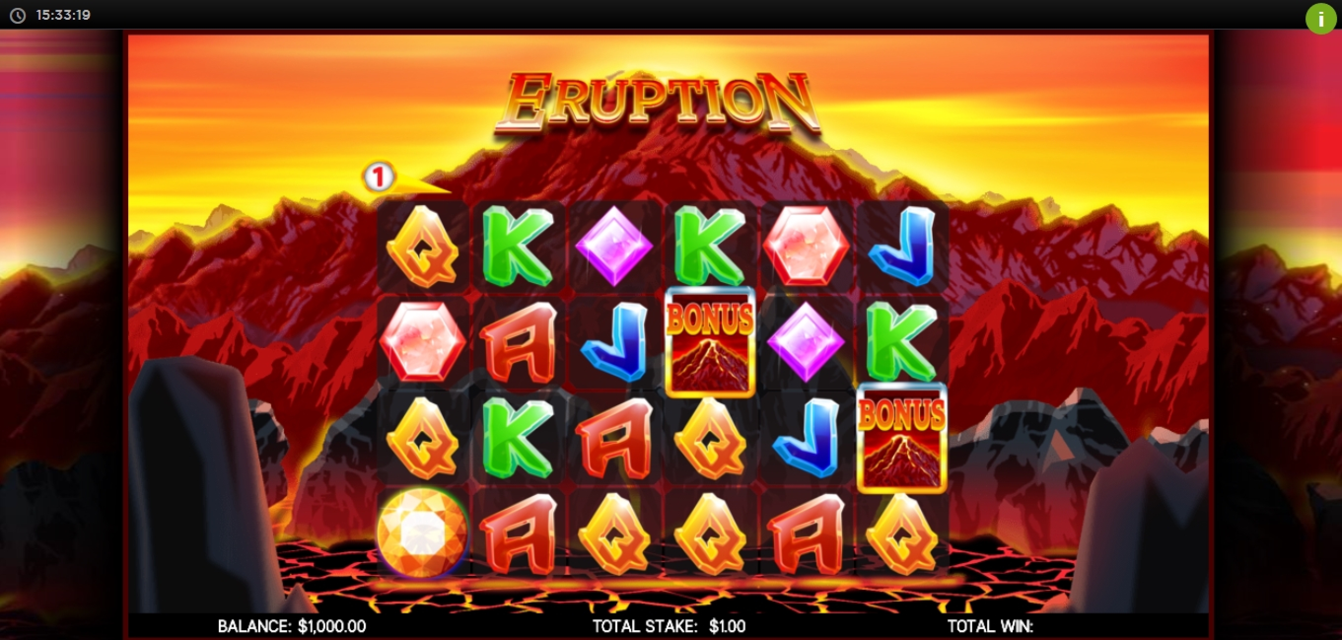 Reels in Eruption Slot Game by CORE Gaming