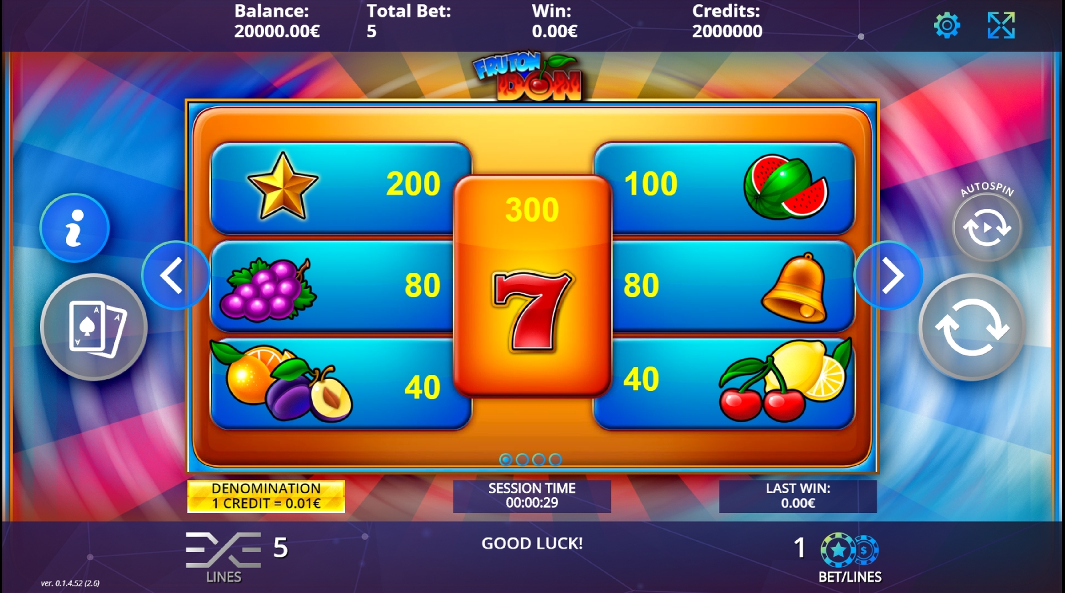 Info of Fruton Don Slot Game by DLV