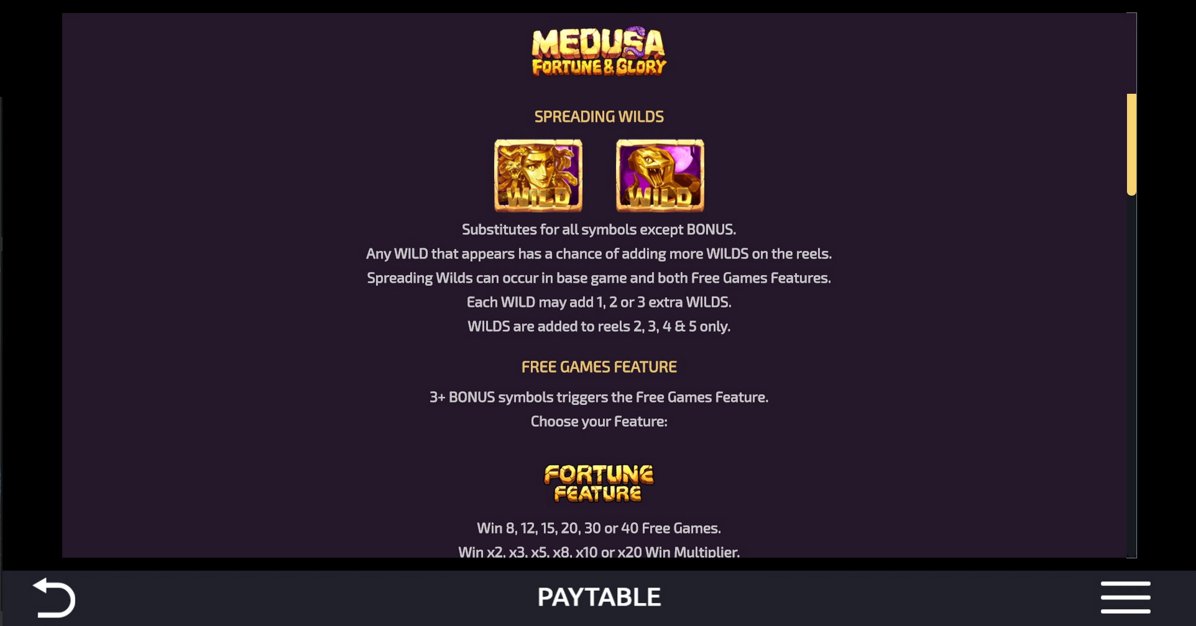 Info of Medusa: Fortune and Glory Slot Game by Dreamtech Gaming