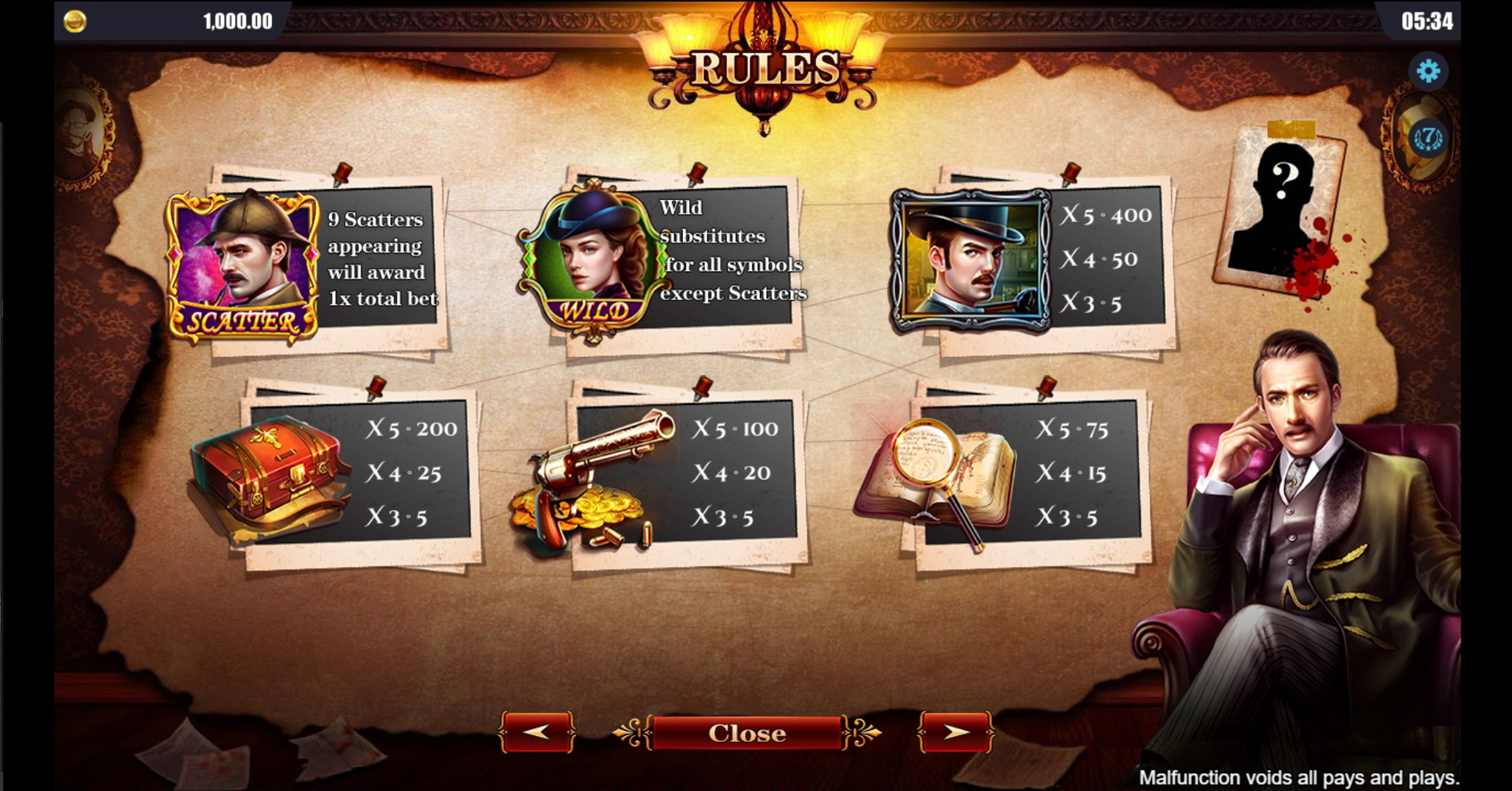 Info of Perfect Detective Slot Game by Dreamtech Gaming