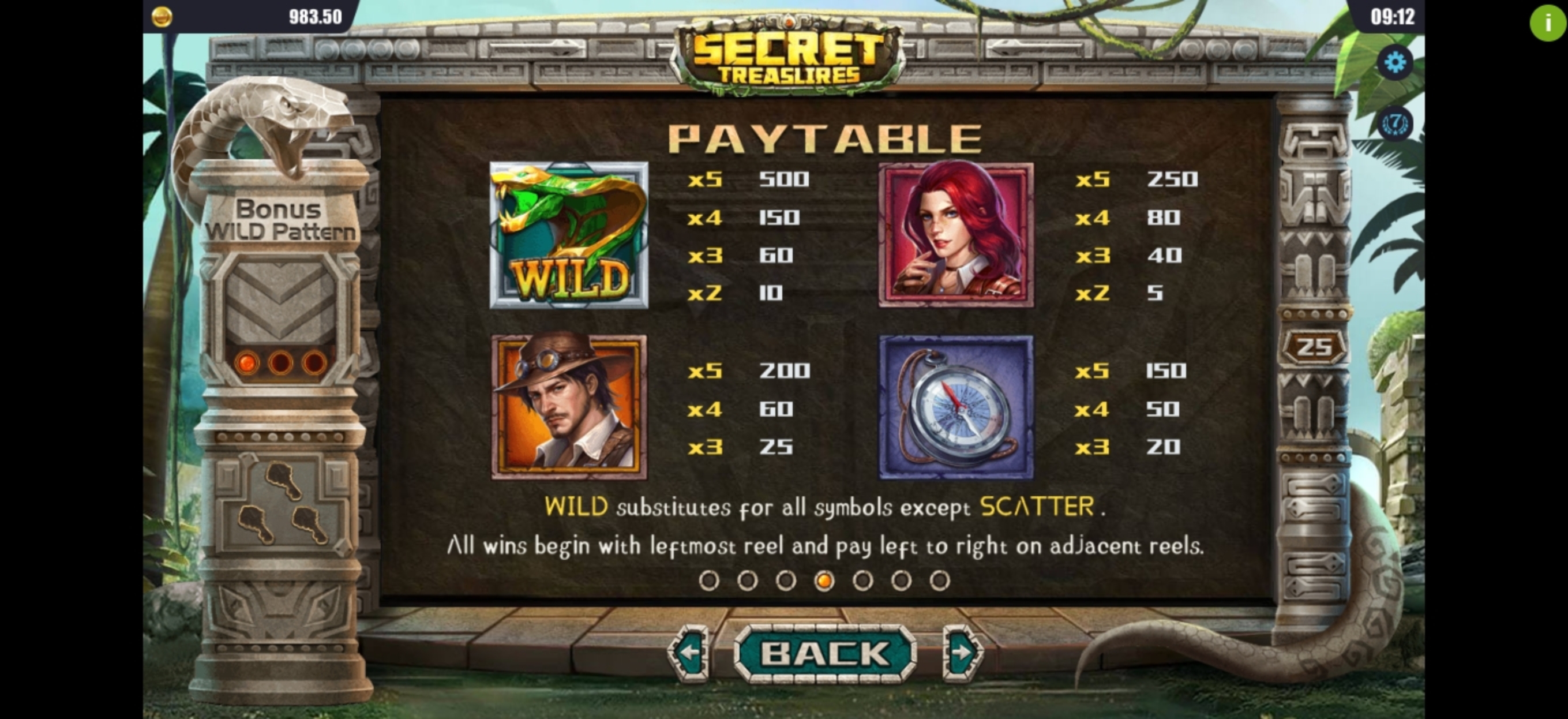 Info of Secret Treasures Slot Game by Dreamtech Gaming