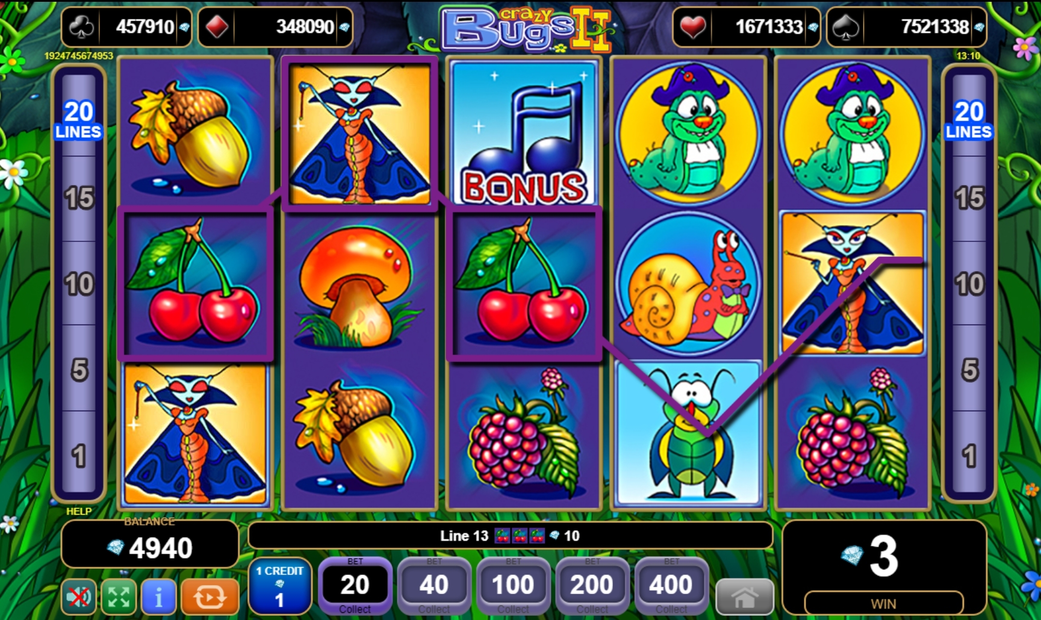 Win Money in Crazy Bugs II Free Slot Game by EGT