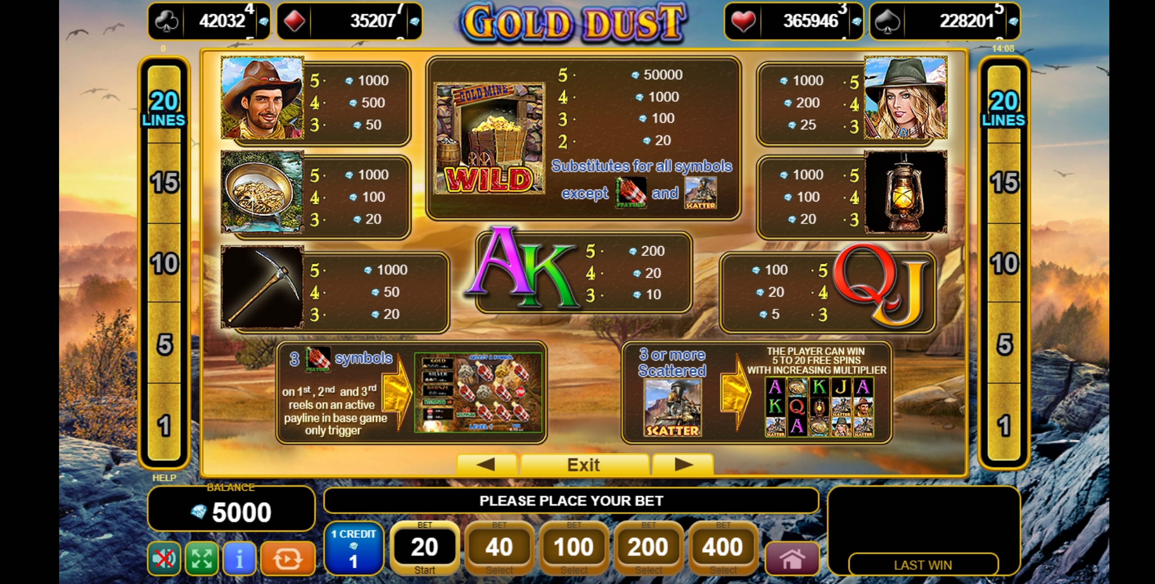 Info of Gold Dust Slot Game by EGT