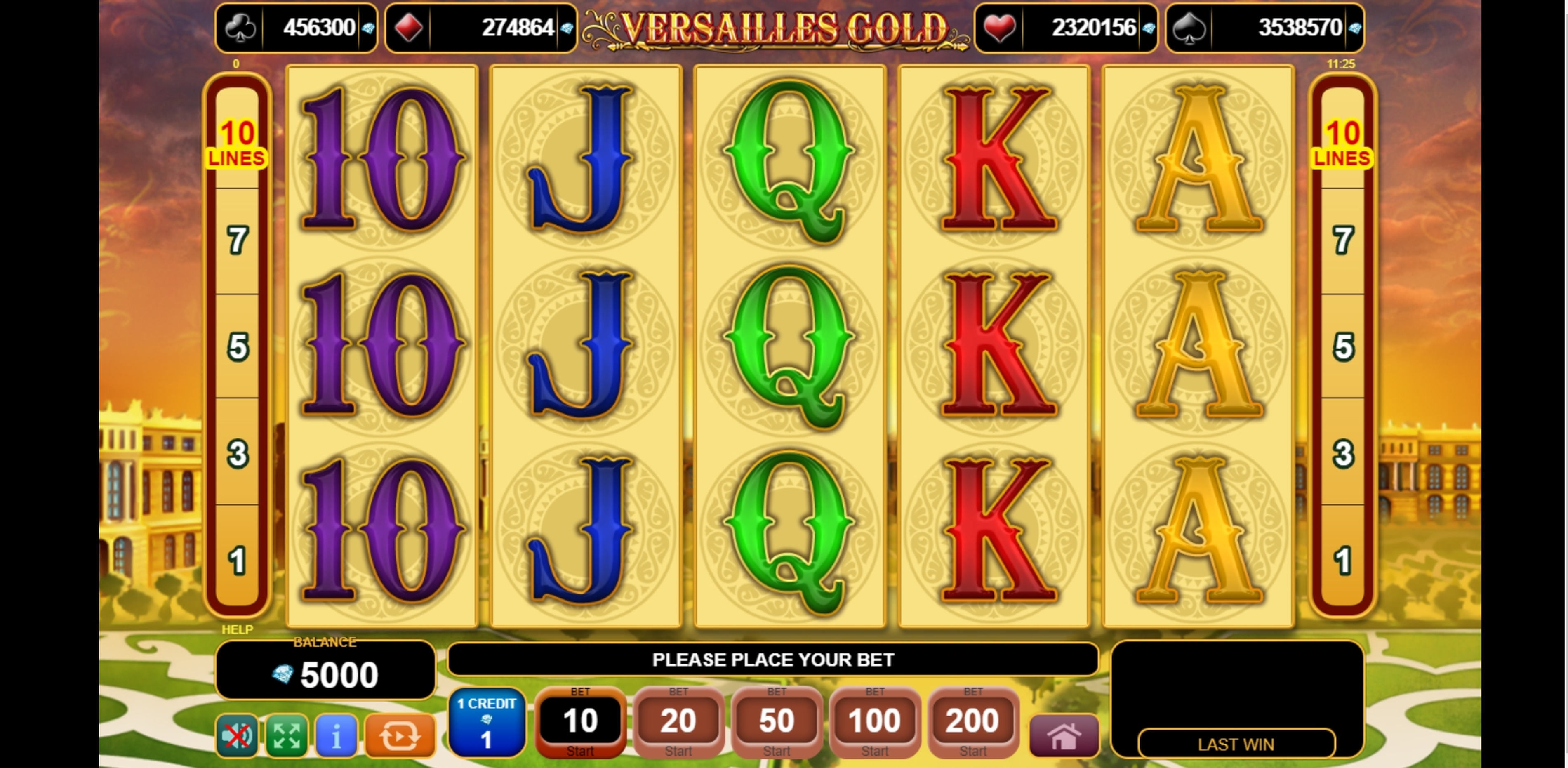 Reels in Versailles Gold Slot Game by EGT