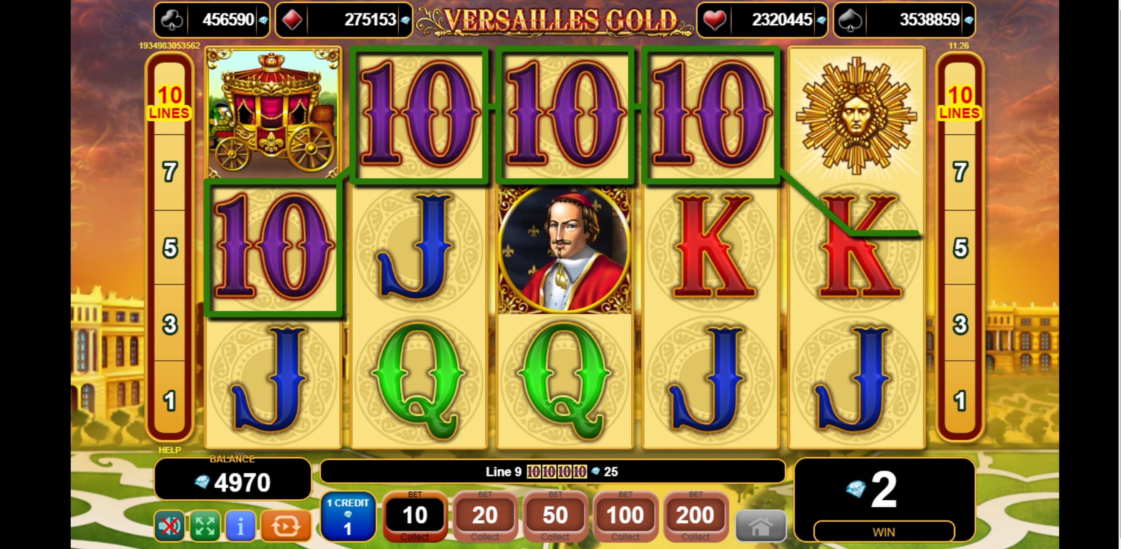 Win Money in Versailles Gold Free Slot Game by EGT