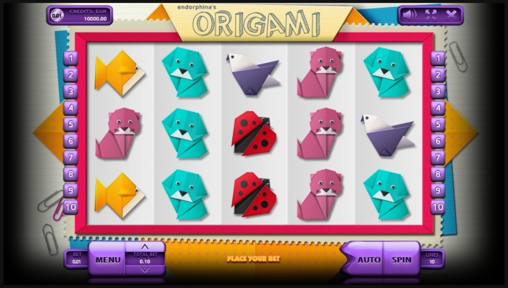 Reels in Origami Slot Game by Endorphina