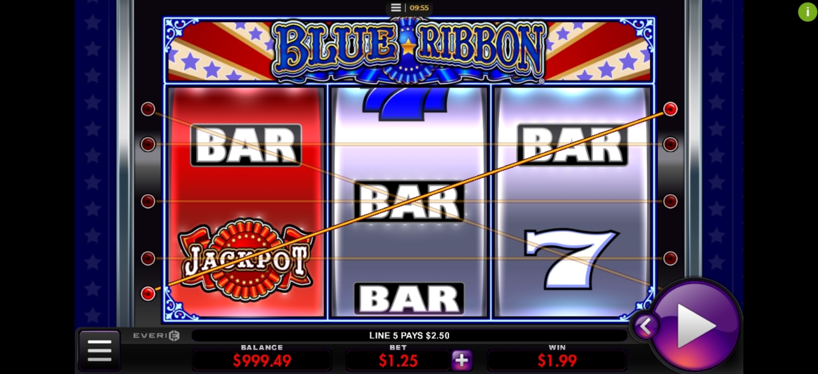 Win Money in Blue Ribbon Free Slot Game by Everi