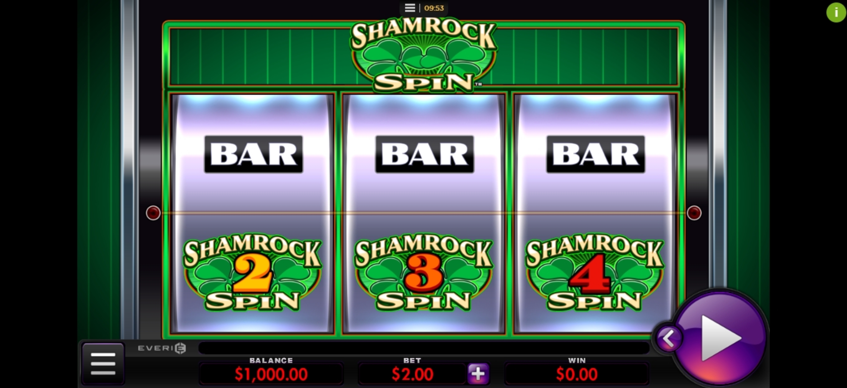 Reels in Shamrock Spin Slot Game by Everi