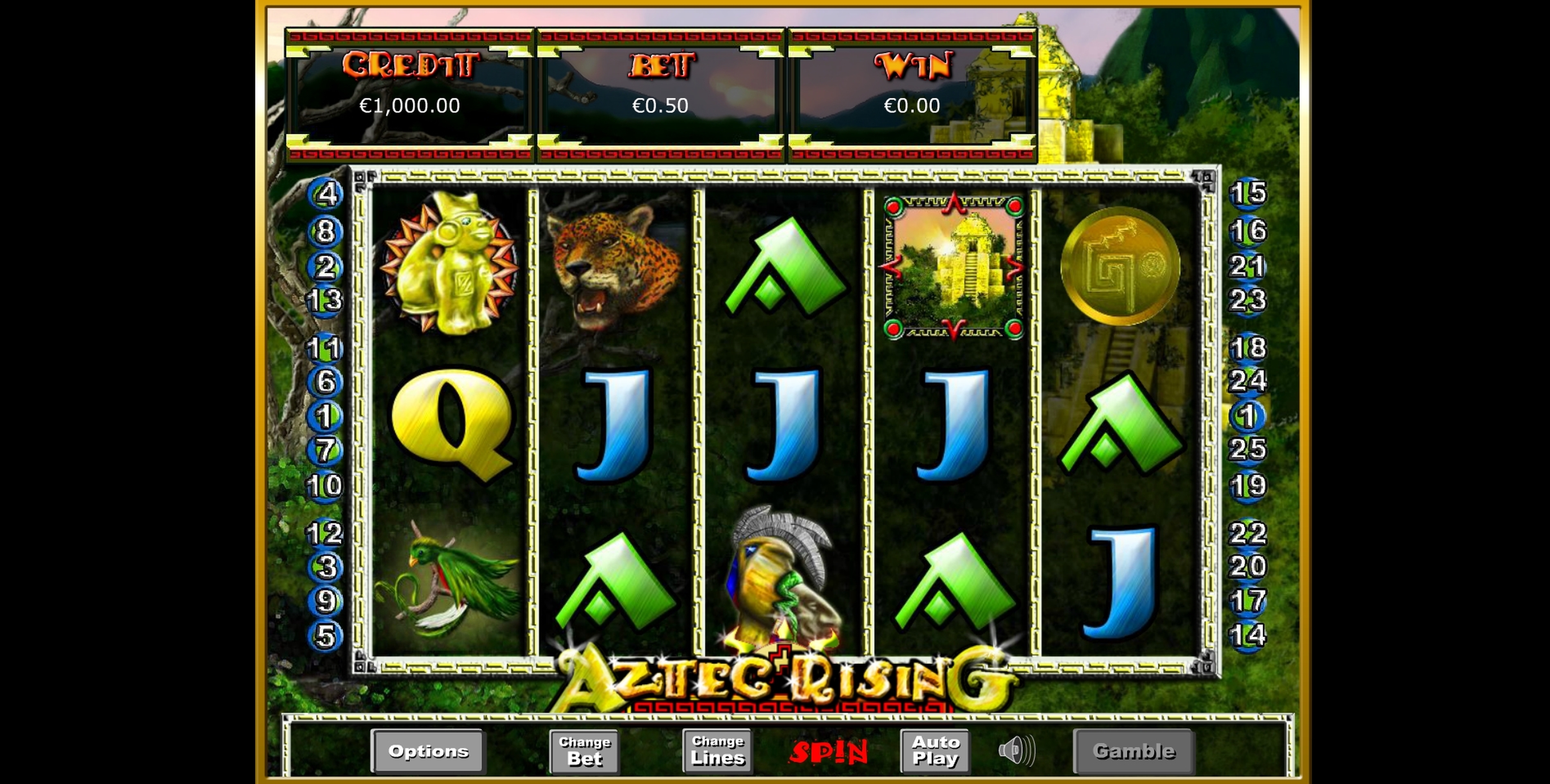 Reels in Aztec Rising Slot Game by EYECON
