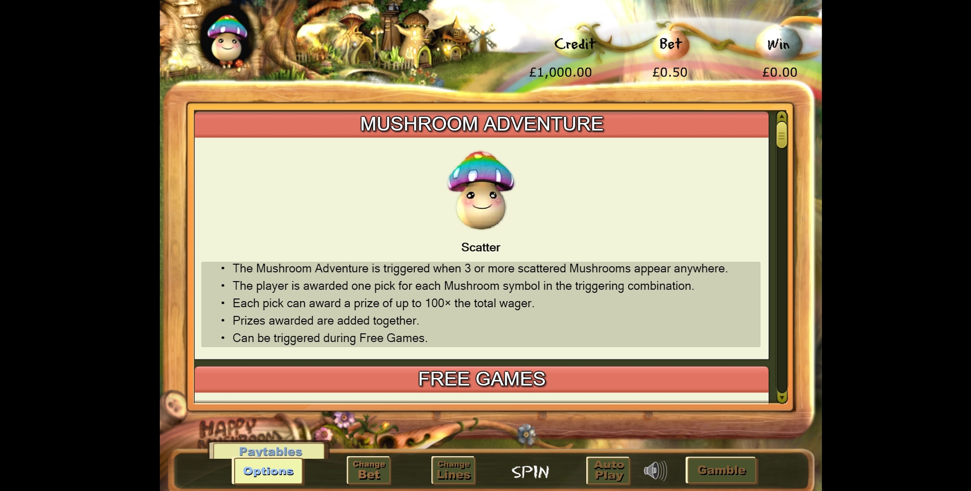 Info of Happy Mushroom Slot Game by EYECON