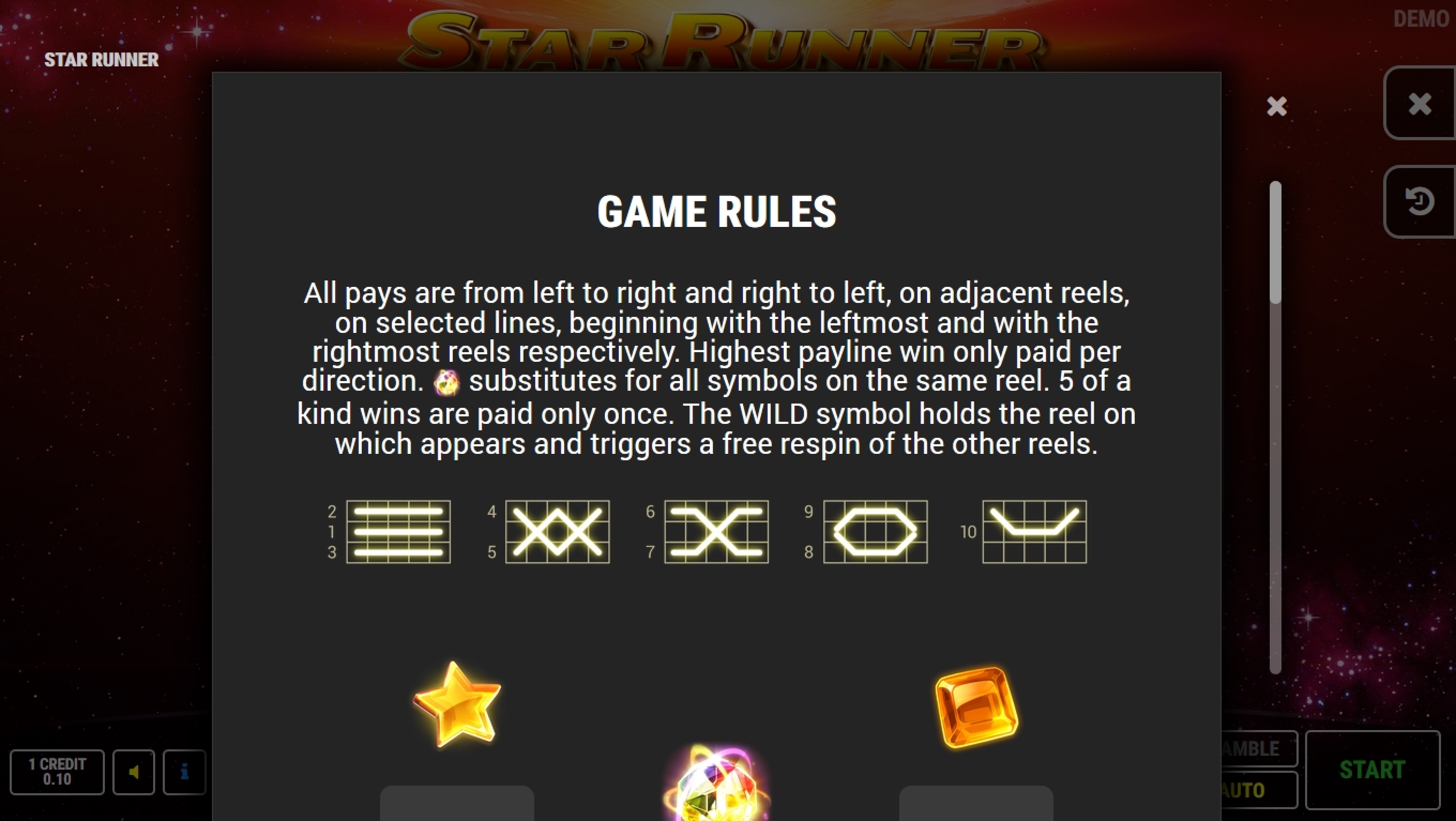 Info of Star Runner Slot Game by Fazi Gaming
