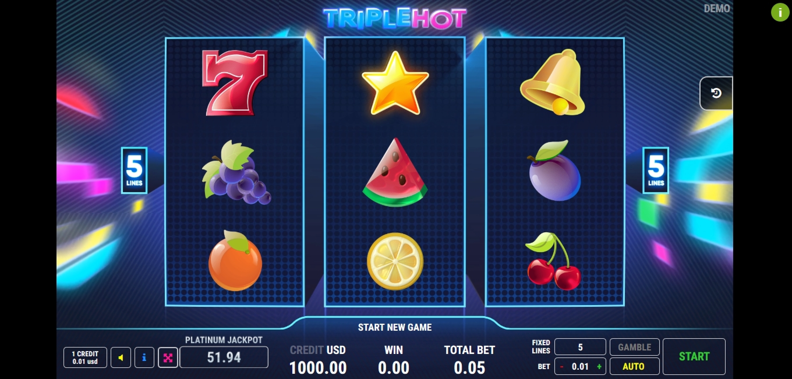 Reels in Triple Hot	 Slot Game by Fazi Gaming