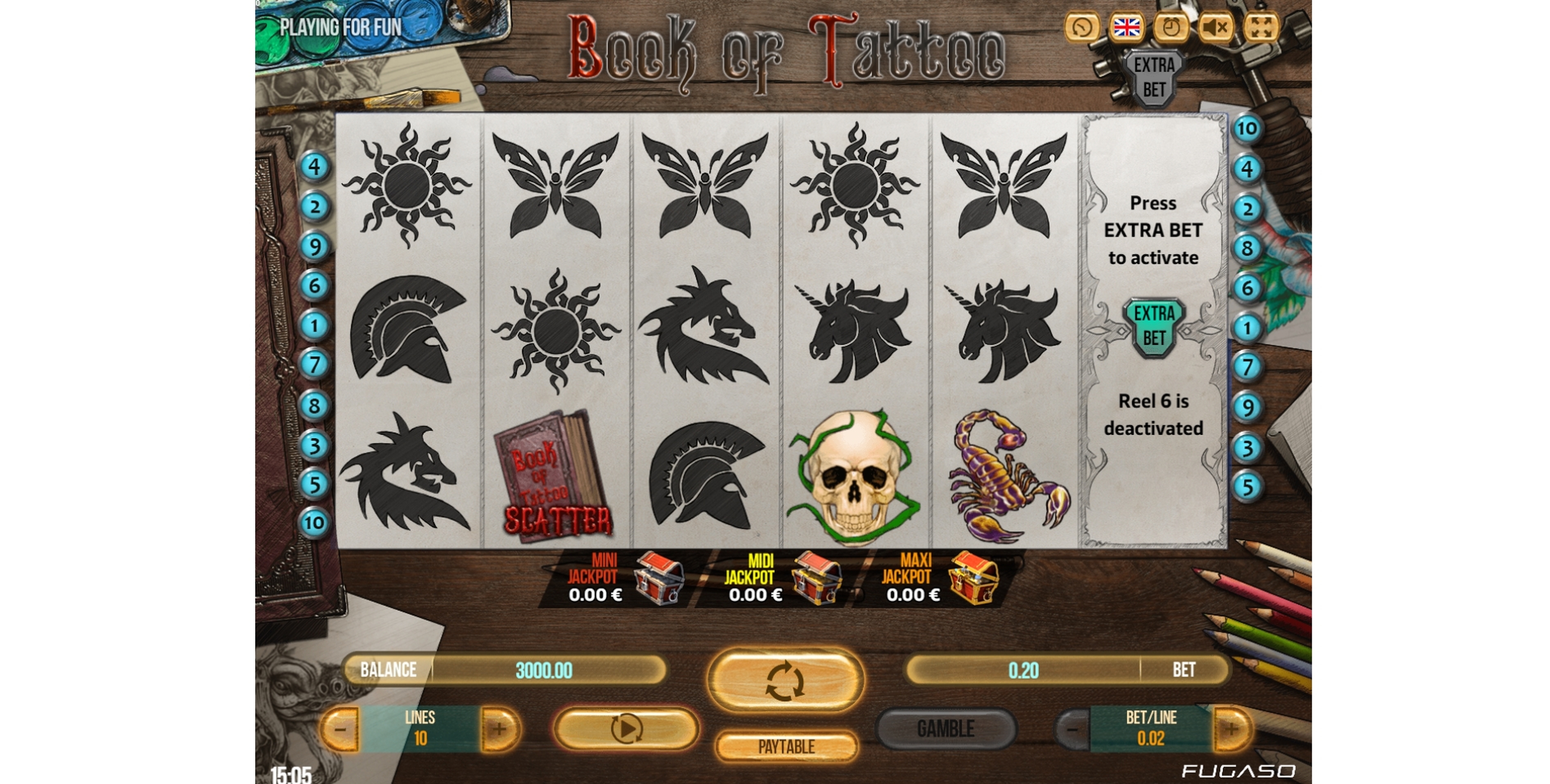 Reels in Book Of Tattoo Slot Game by Fugaso