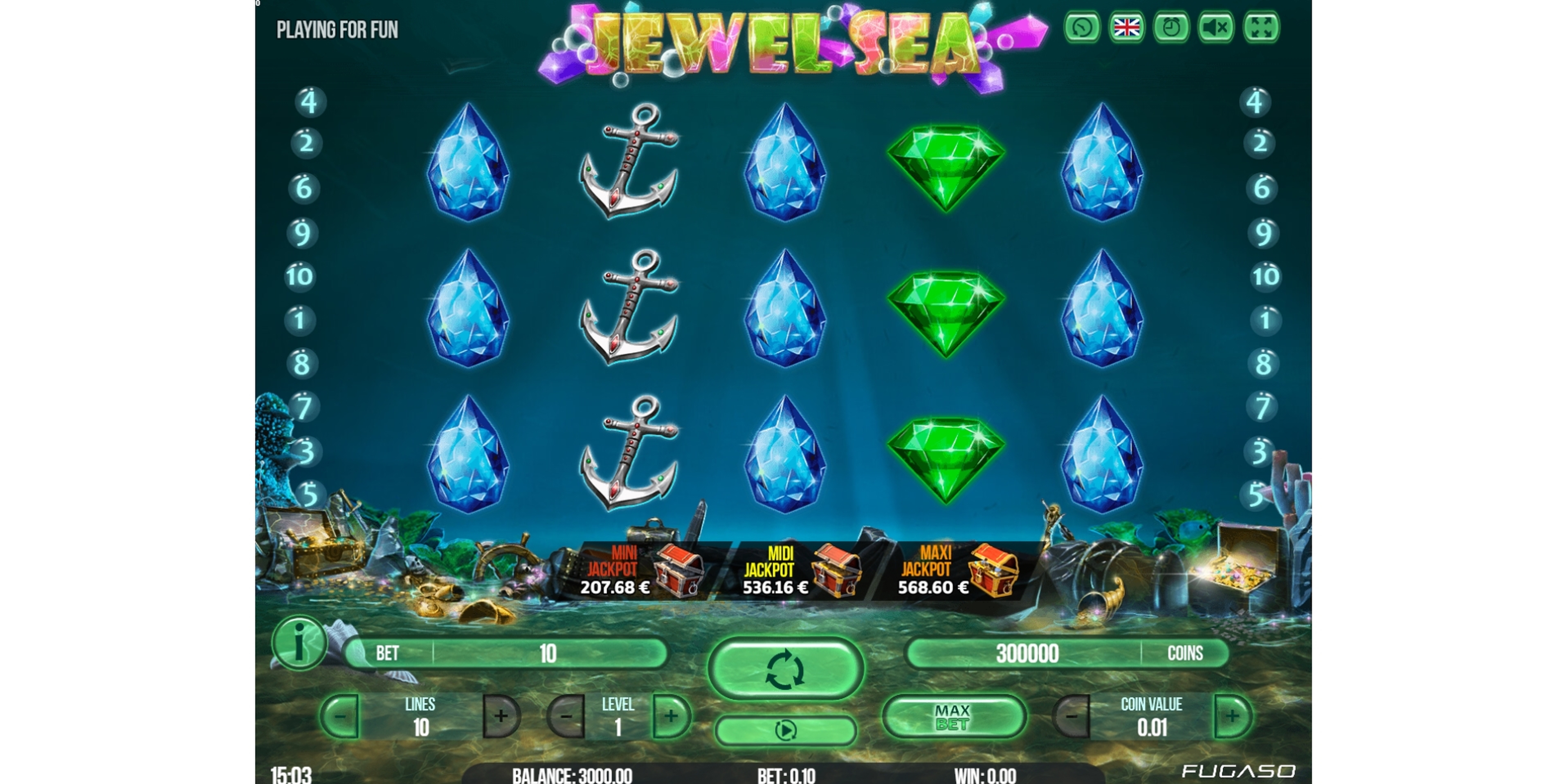 Reels in Jewel Sea Slot Game by Fugaso