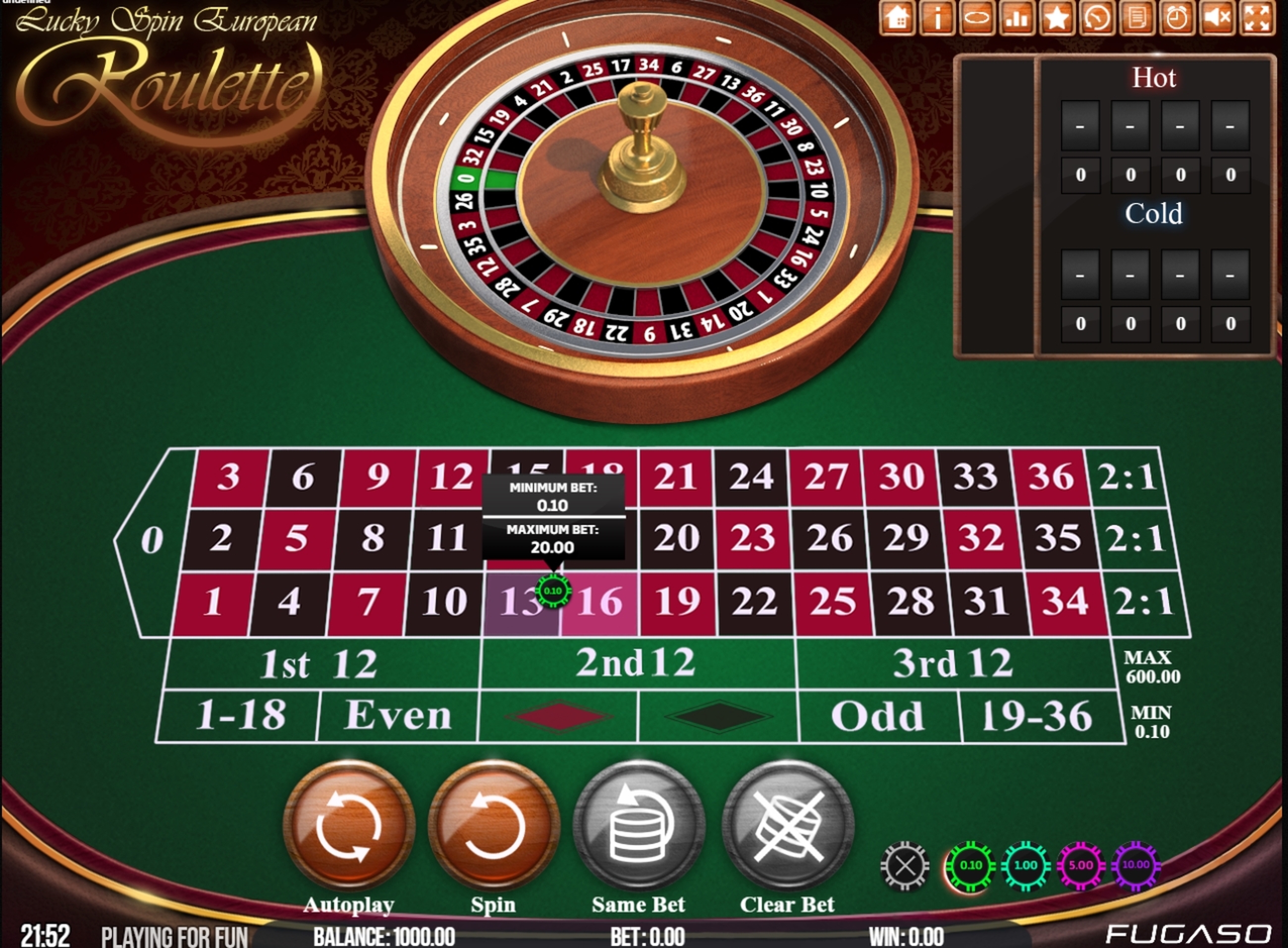 Reels in Lucky Spin European Roulette Slot Game by Fugaso