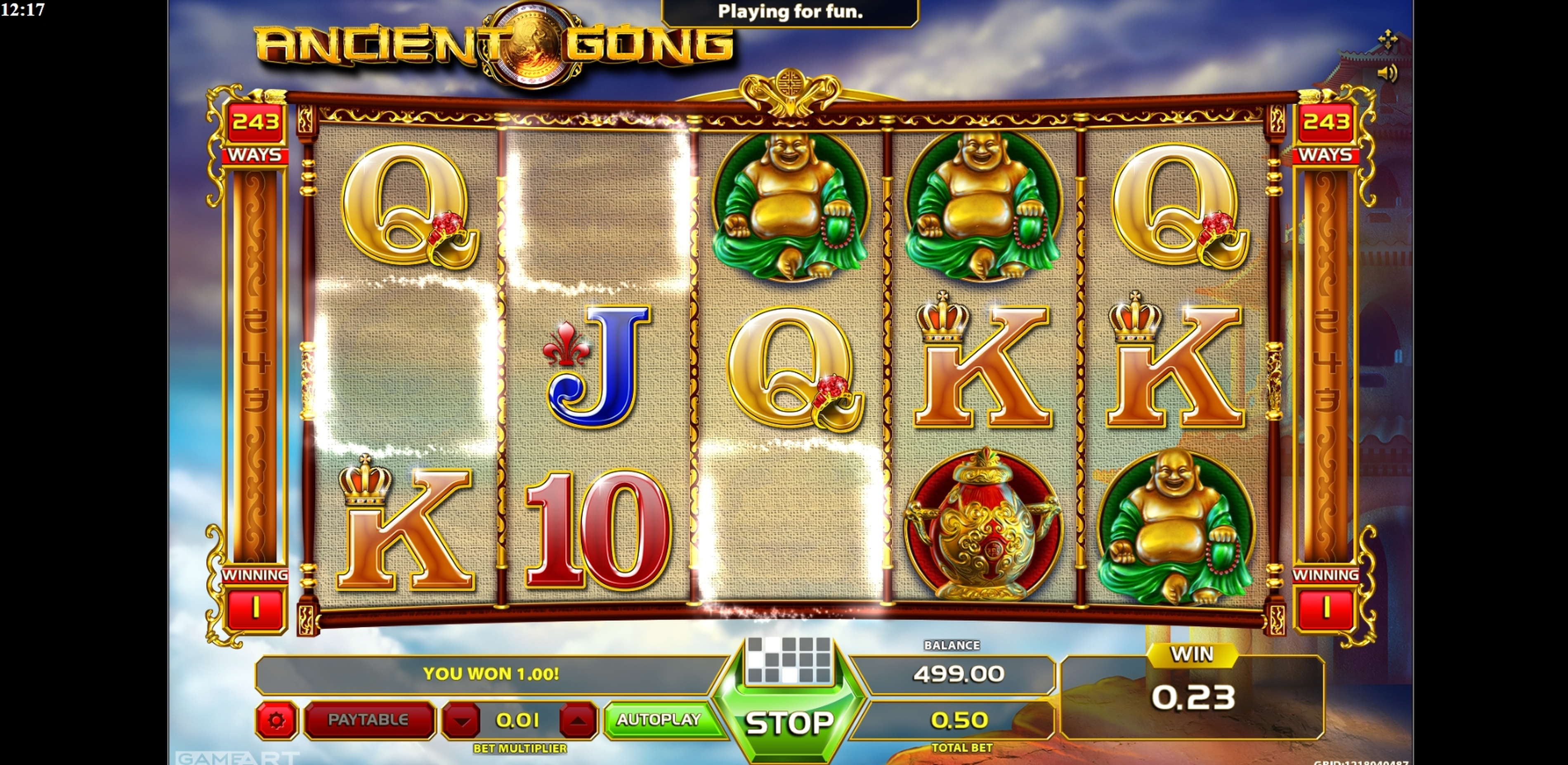 Win Money in Ancient Gong Free Slot Game by GameArt
