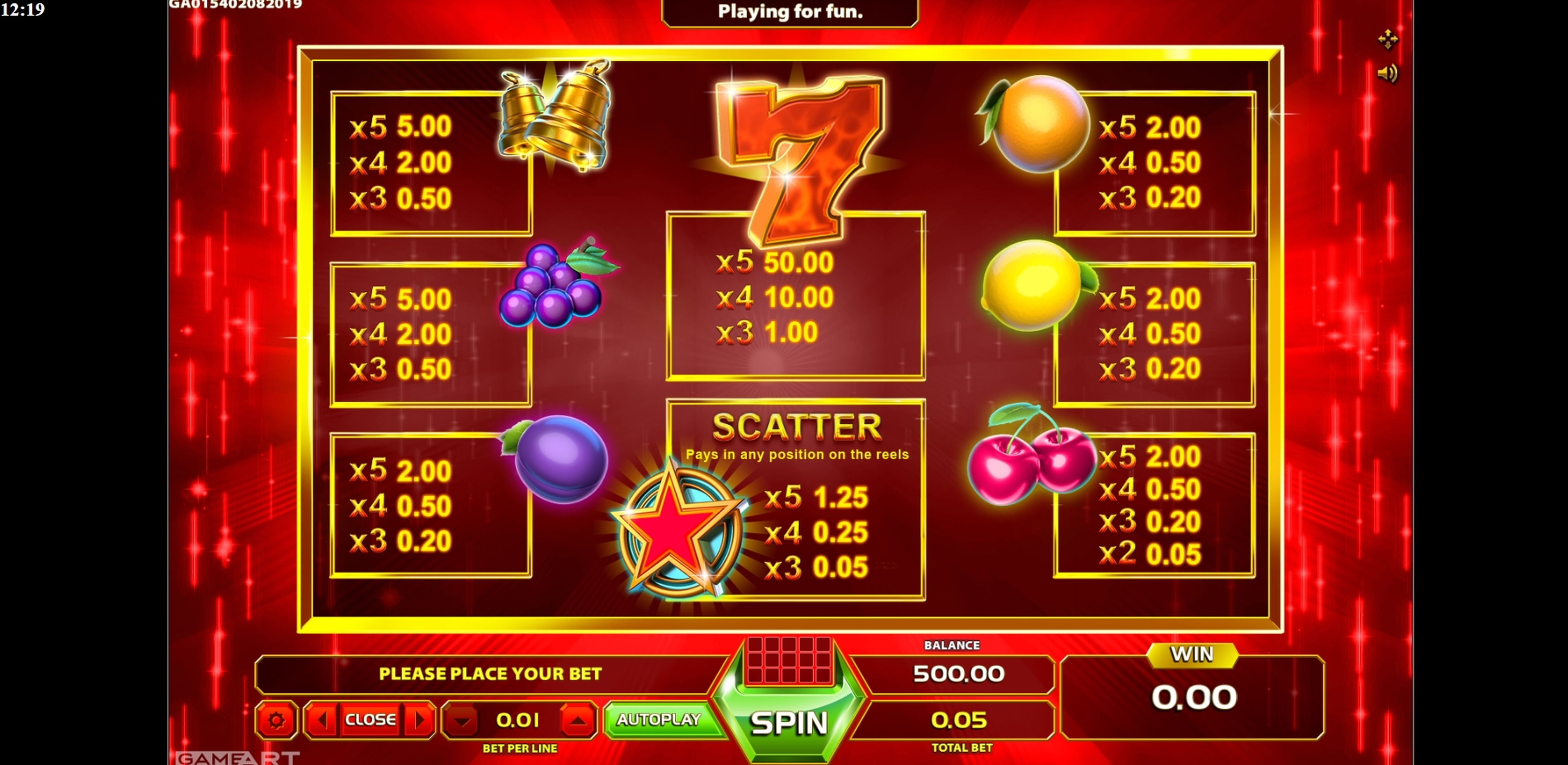 Info of Burning Flame Slot Game by GameArt