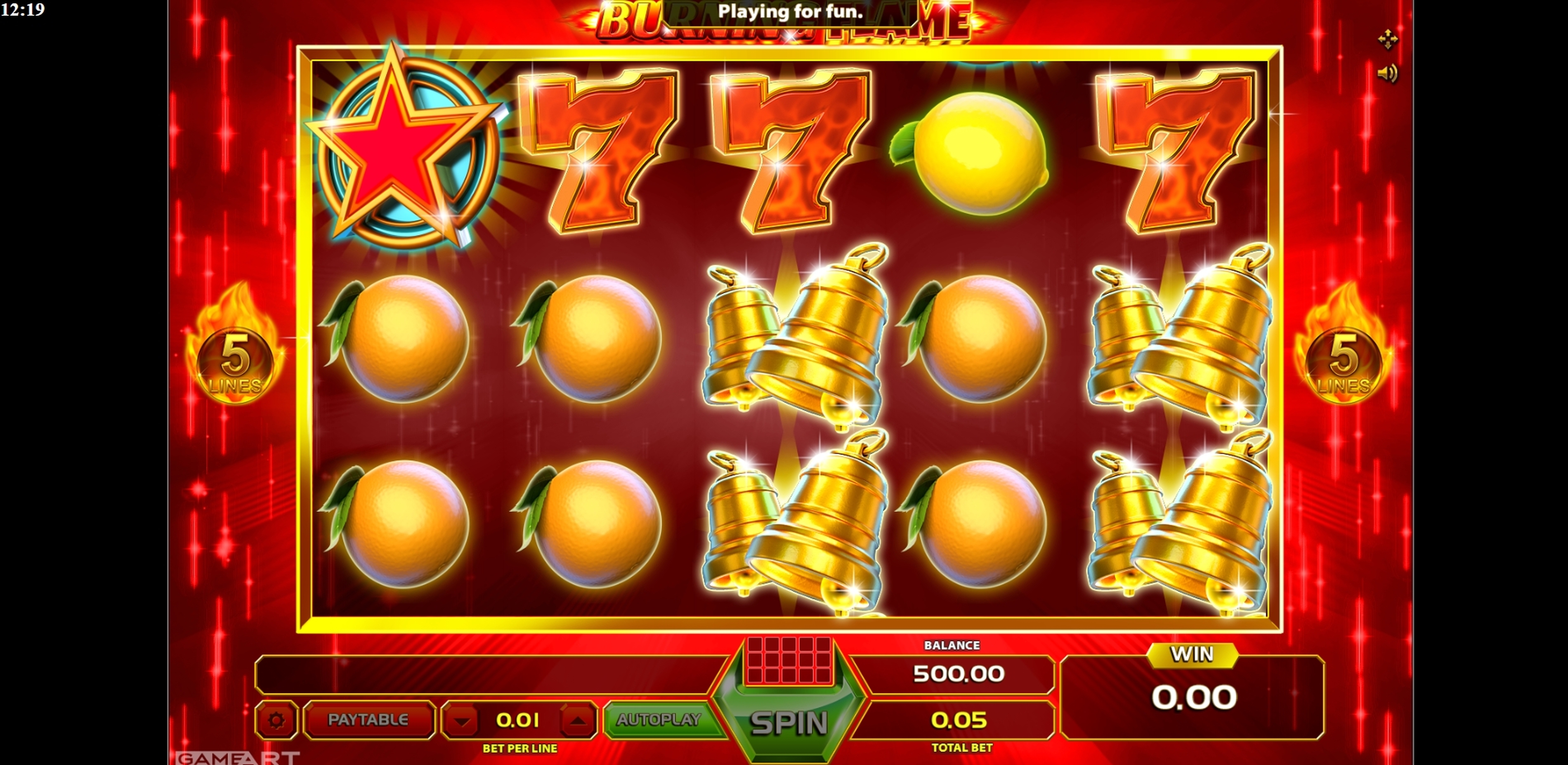 Reels in Burning Flame Slot Game by GameArt