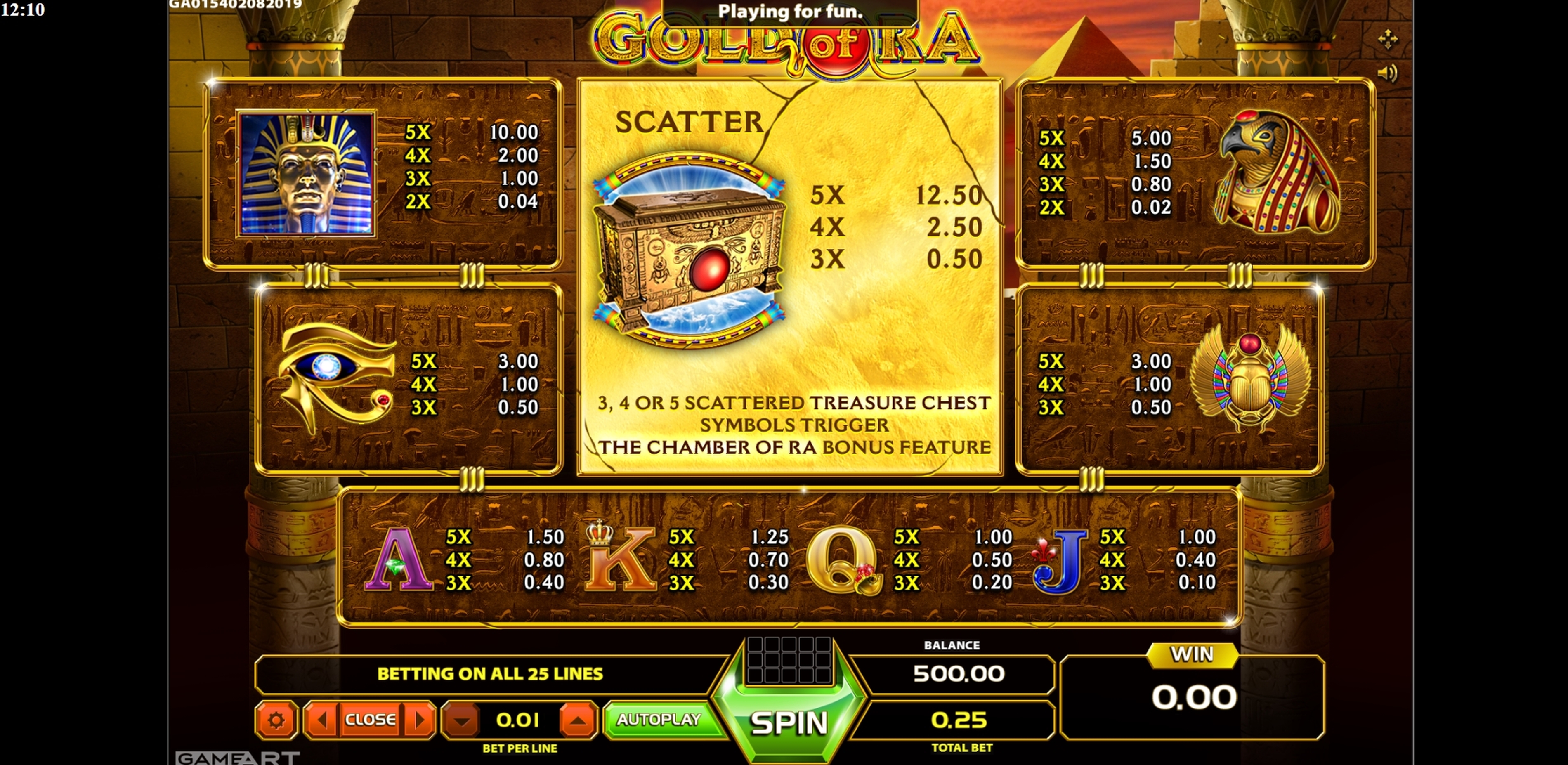 Info of Gold Of Ra Slot Game by GameArt