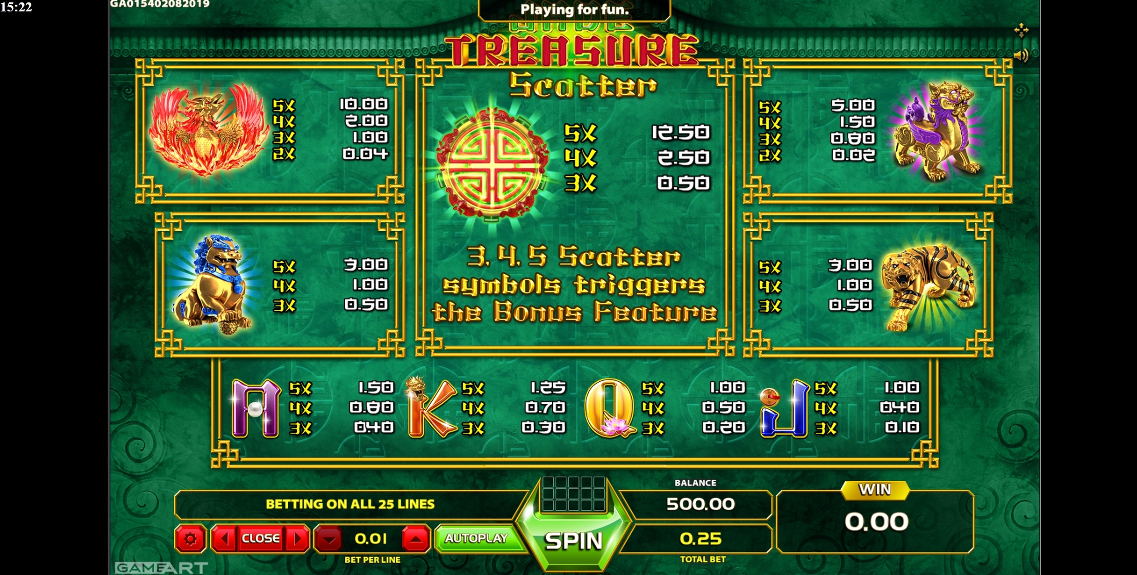 Info of Jade Treasure Slot Game by GameArt