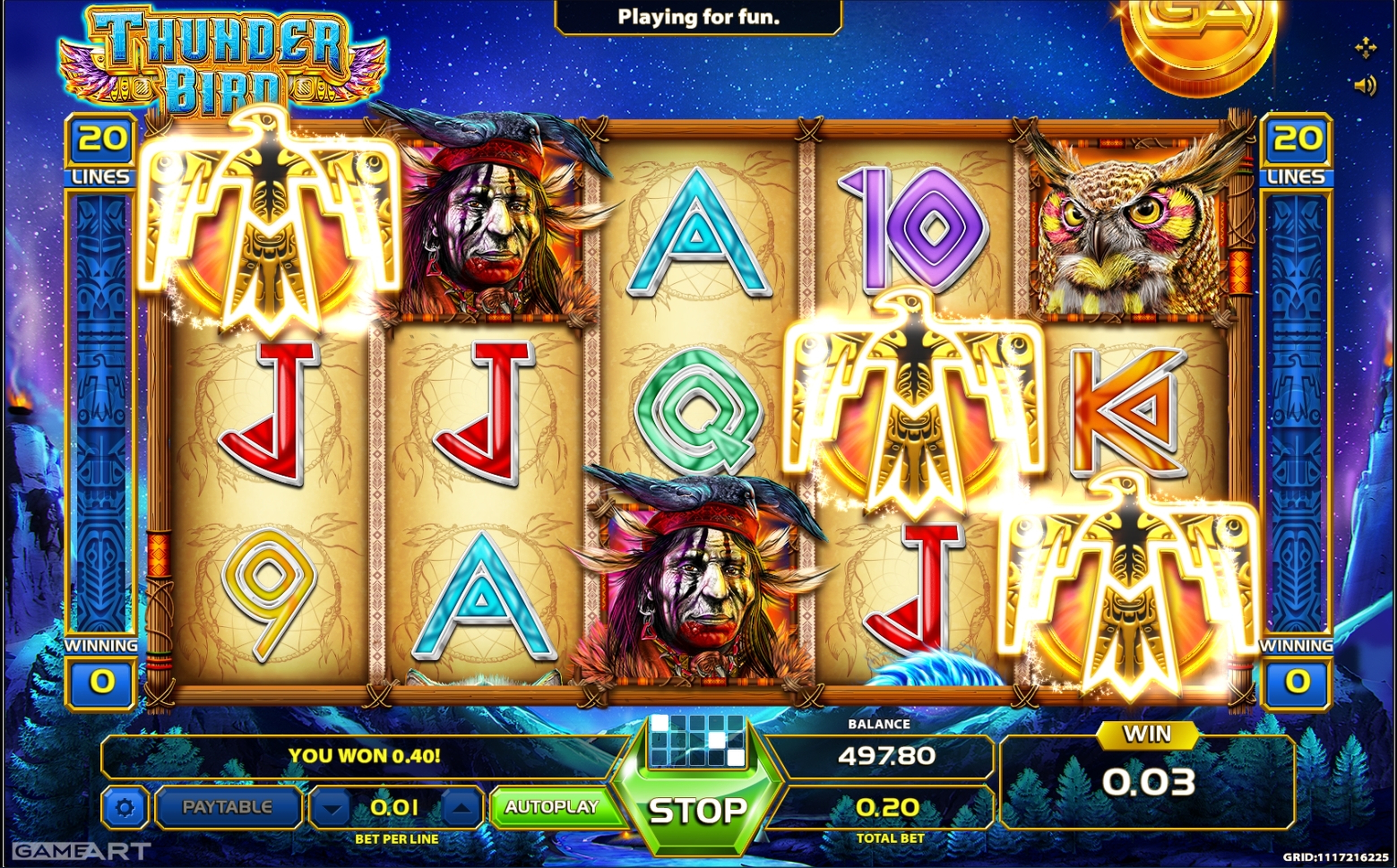 Win Money in Thunder Bird Free Slot Game by GameArt