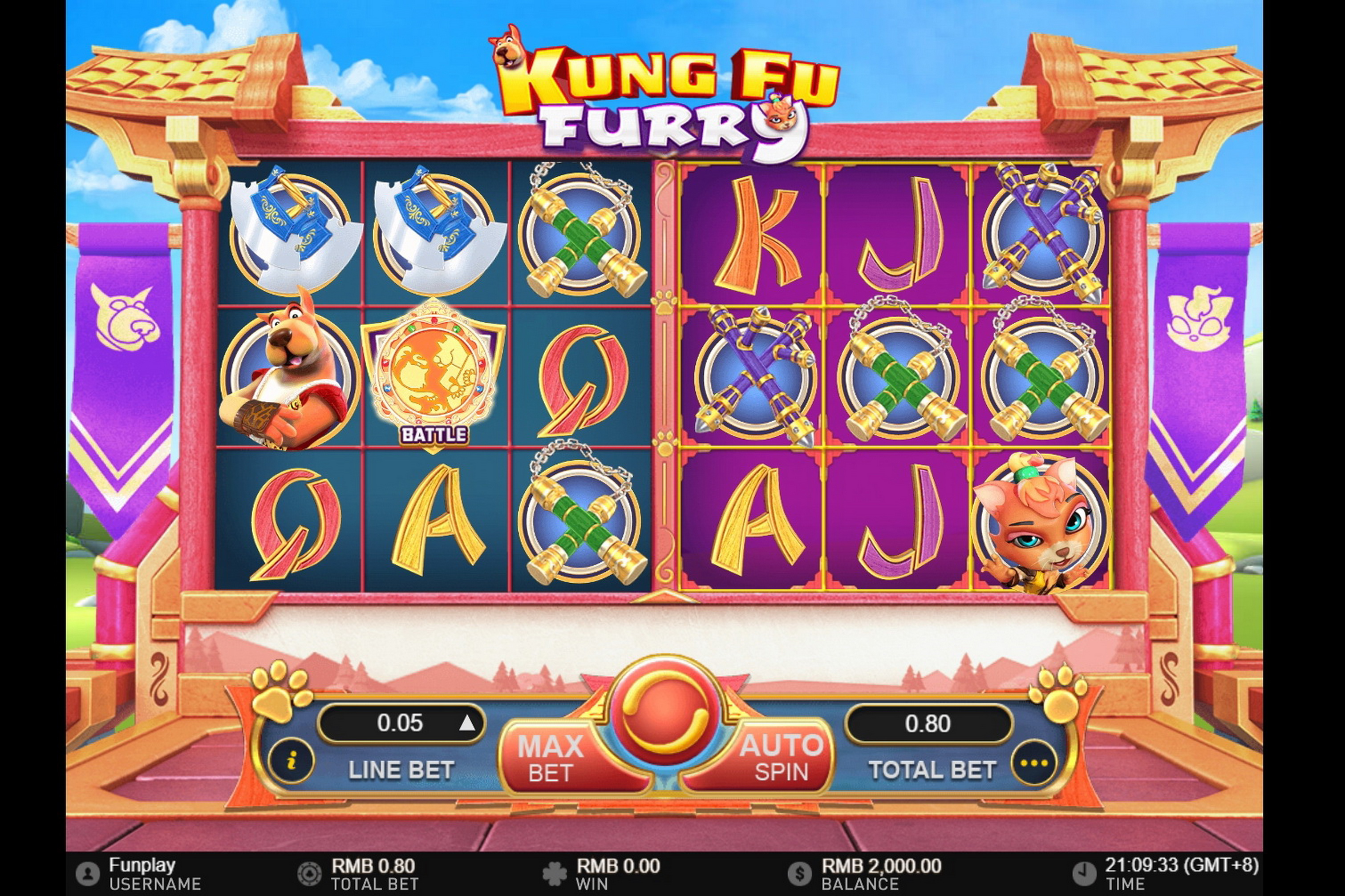 Reels in Kung Fu Furry Slot Game by Gameplay Interactive