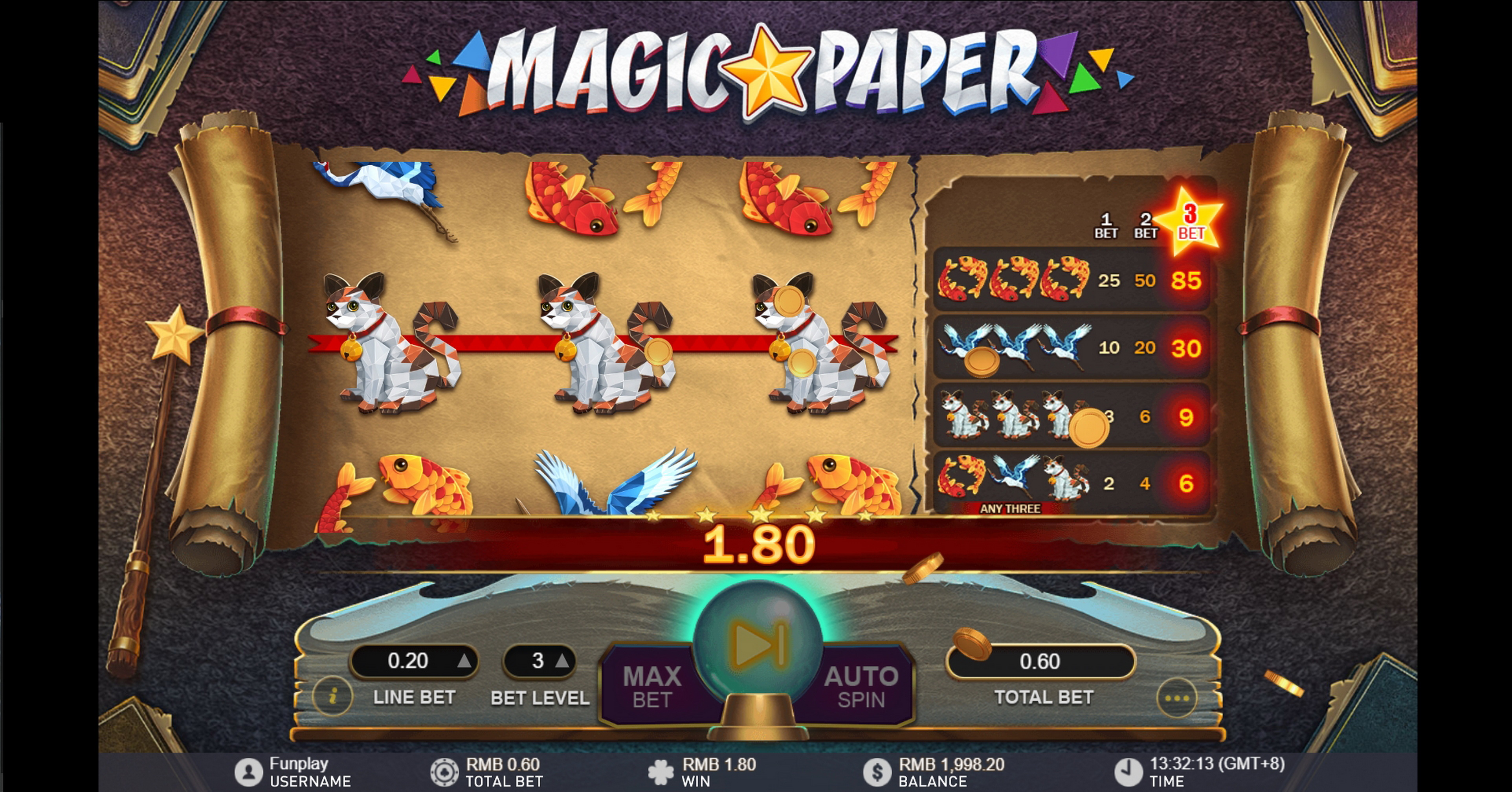 Win Money in Magic Paper Free Slot Game by Gameplay Interactive