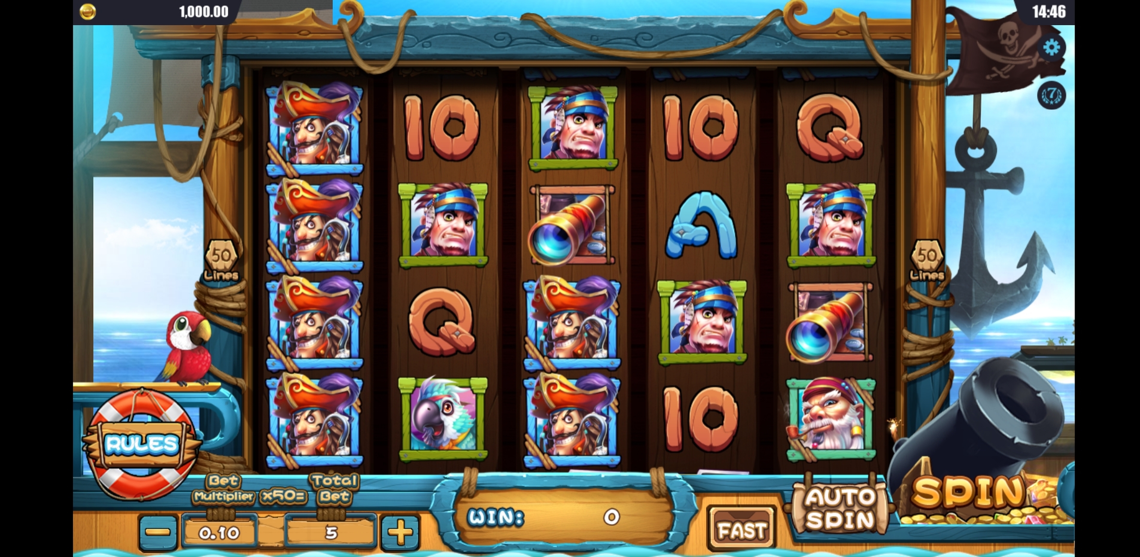 Reels in Pirate's Treasure Slot Game by Gameplay Interactive