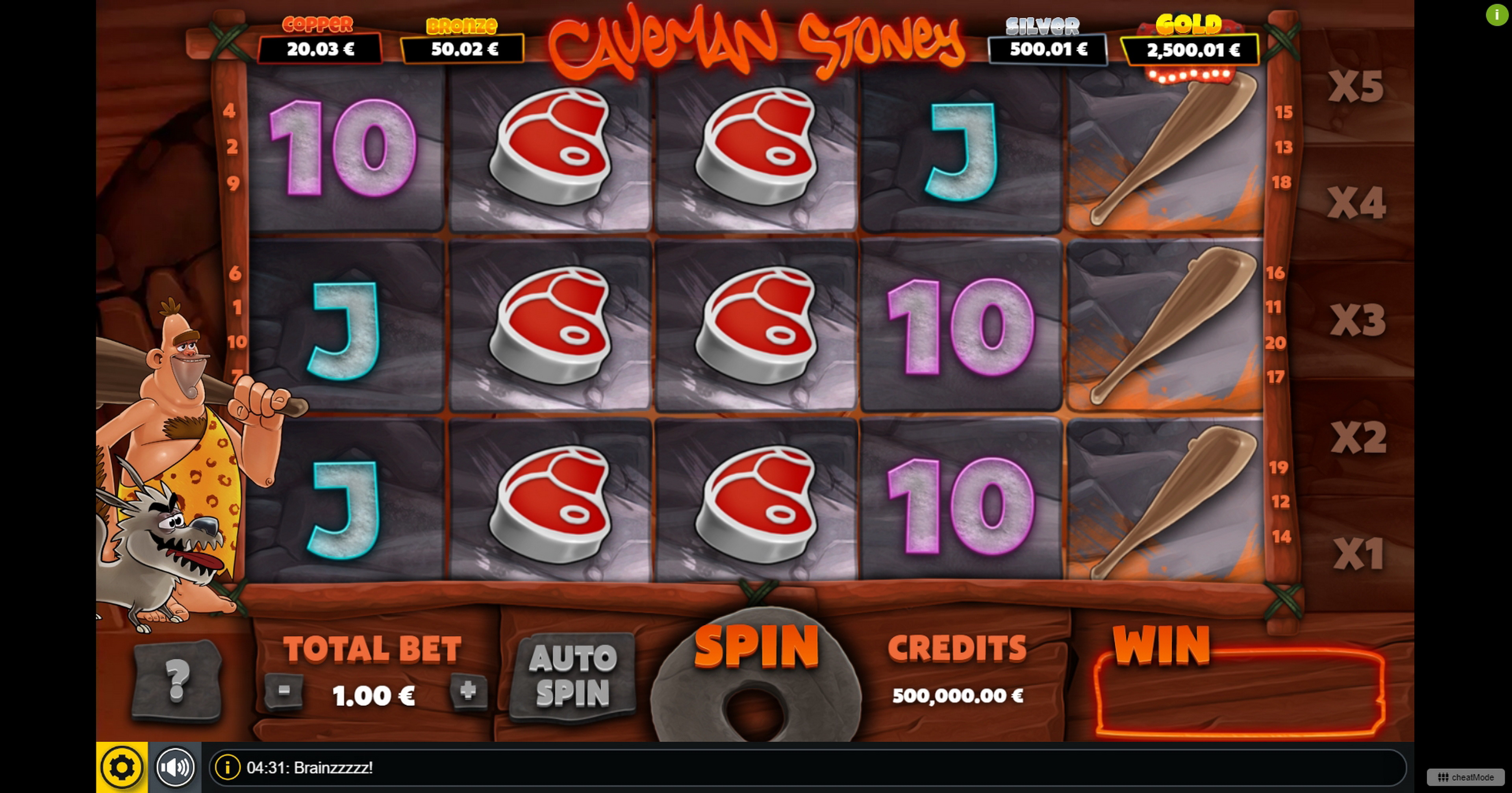Reels in Caveman Stoney Slot Game by GAMING1