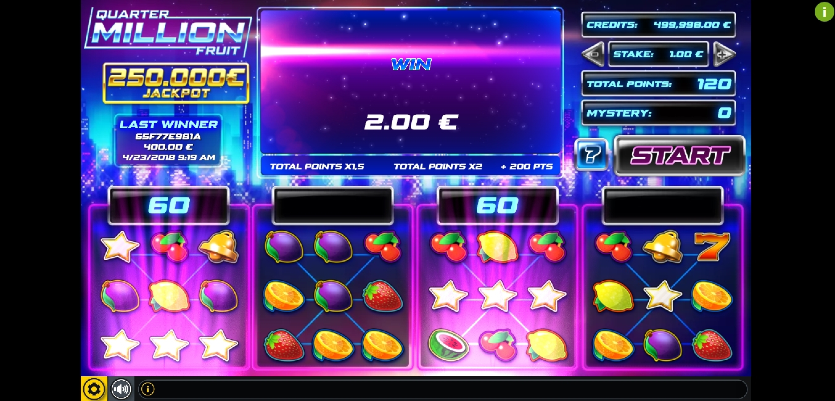 Win Money in Quarter Million Fruit Free Slot Game by GAMING1