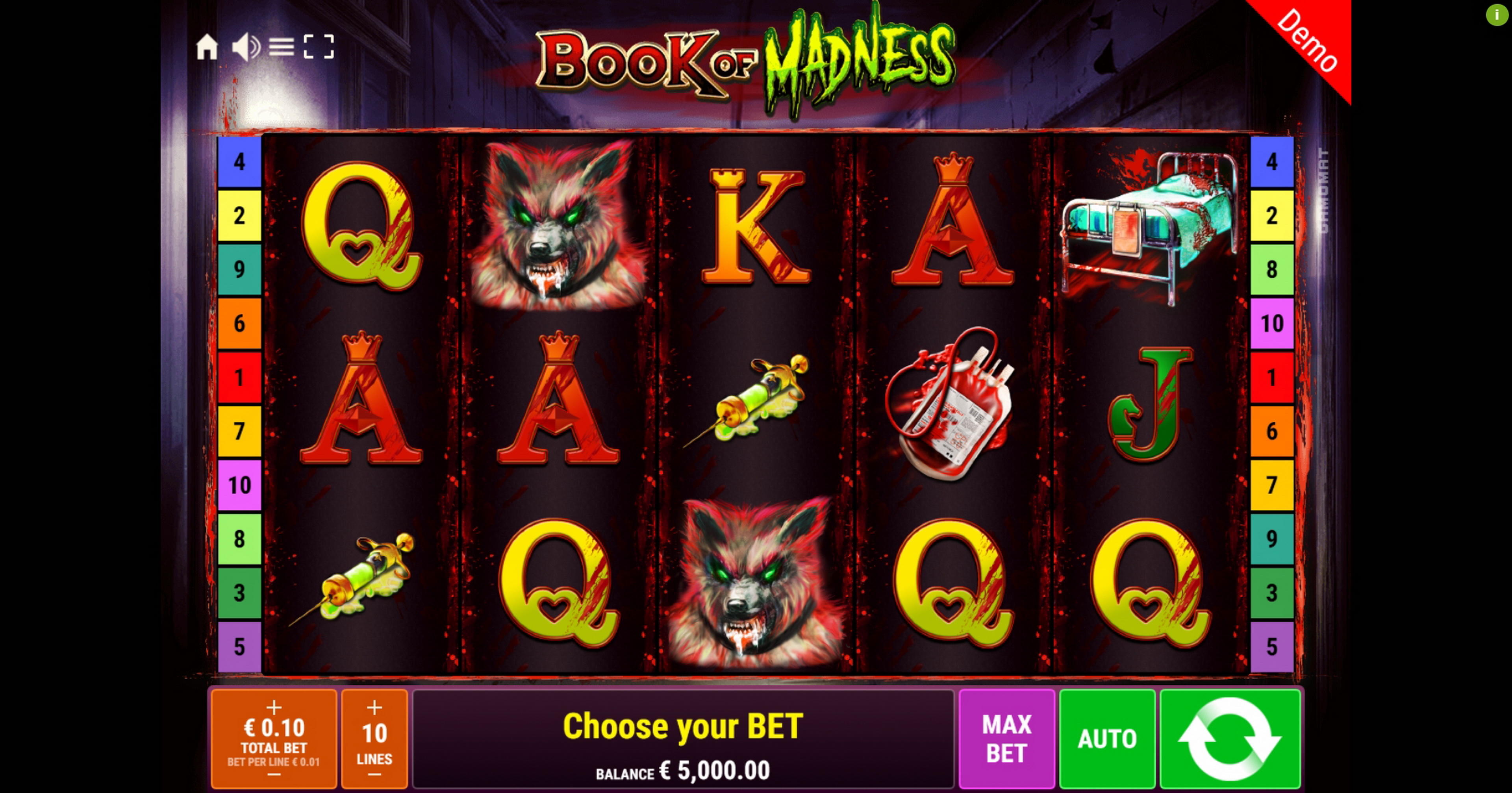 Reels in Book of Madness Slot Game by Gamomat