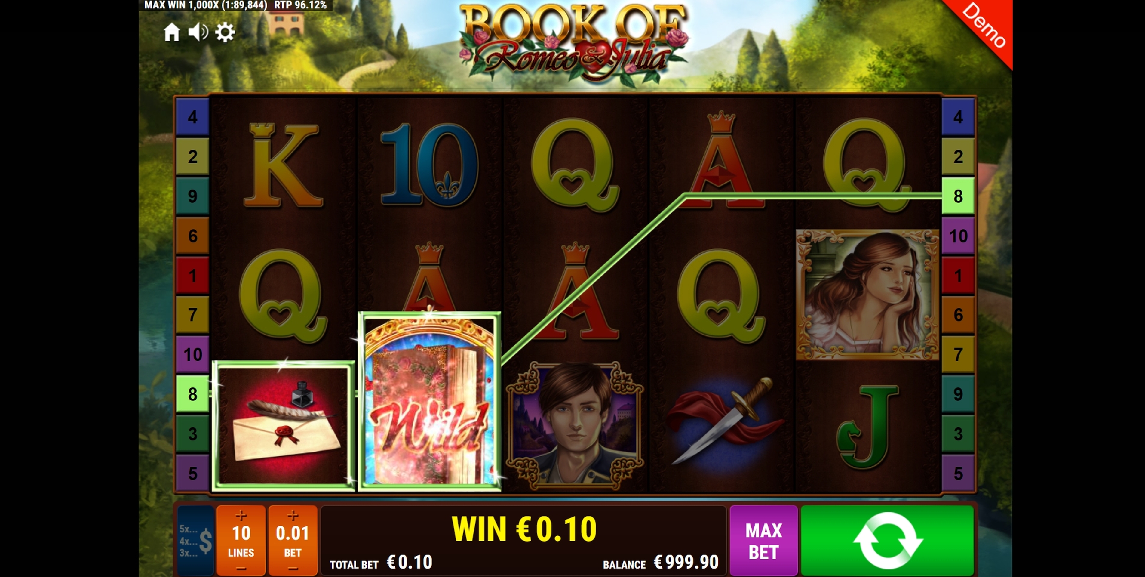 Win Money in Book of Romeo & Julia Free Slot Game by Gamomat