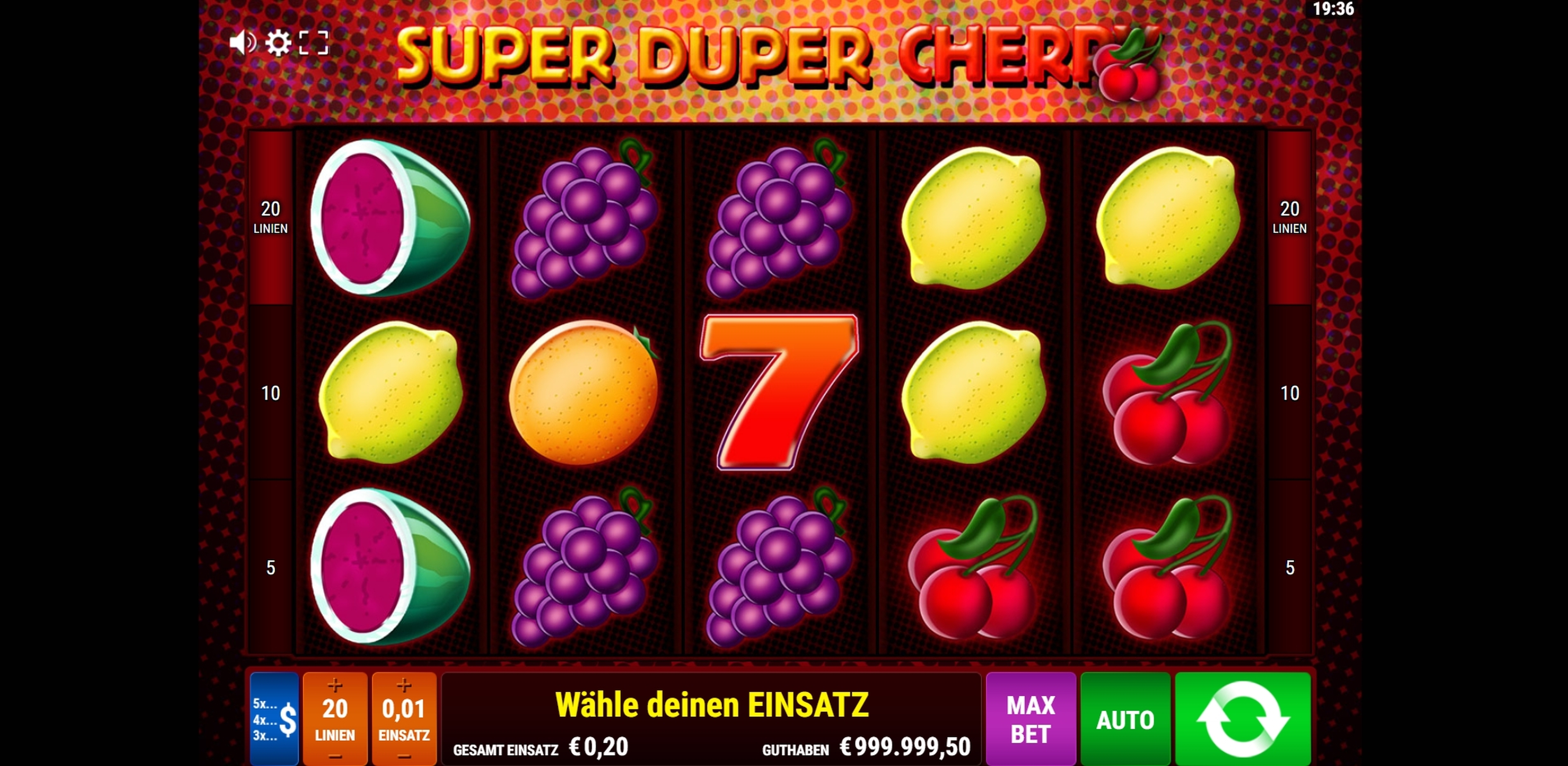 Reels in Super Duper Cherry Slot Game by Gamomat