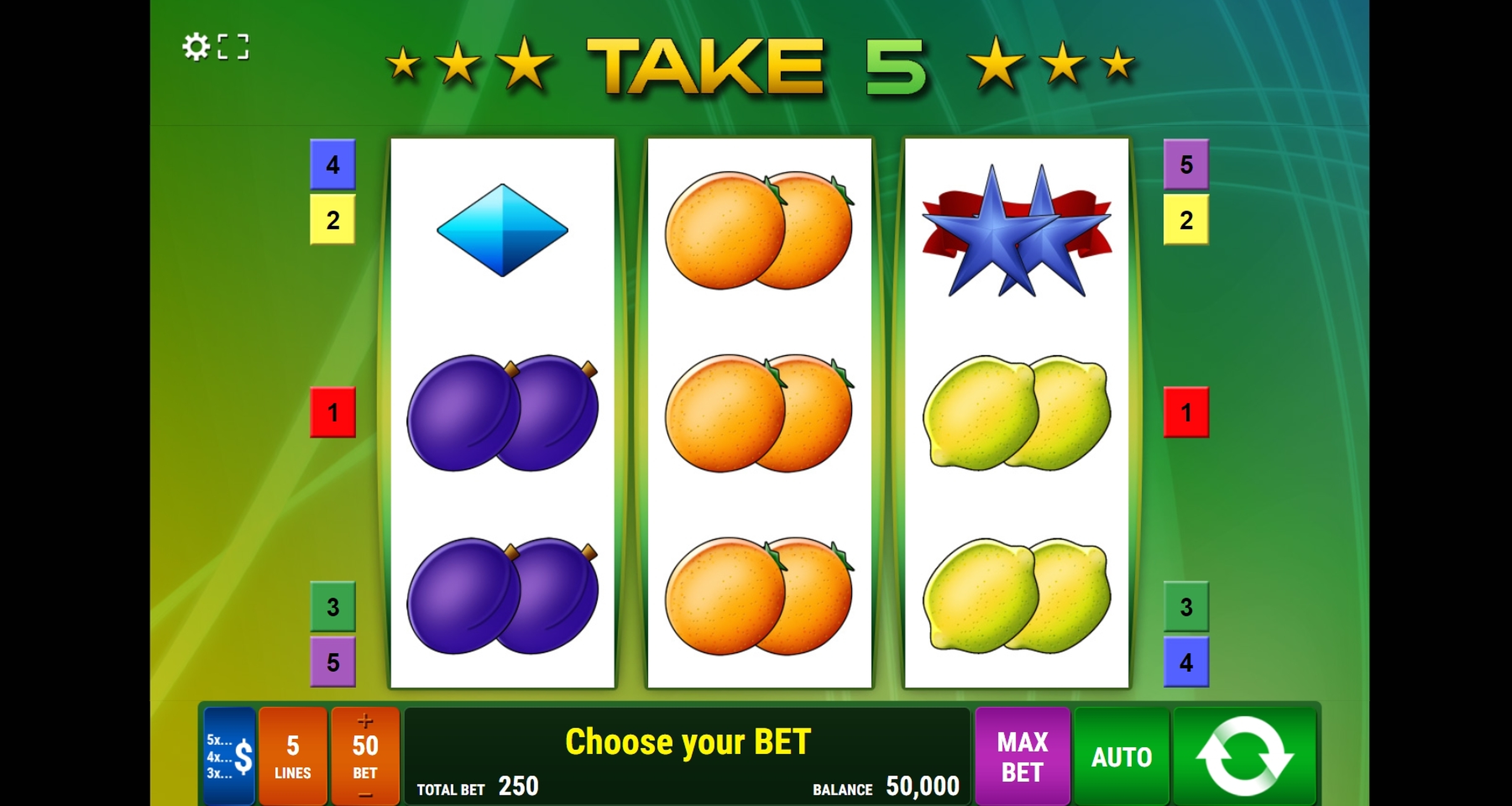 Reels in Take 5 Slot Game by Gamomat