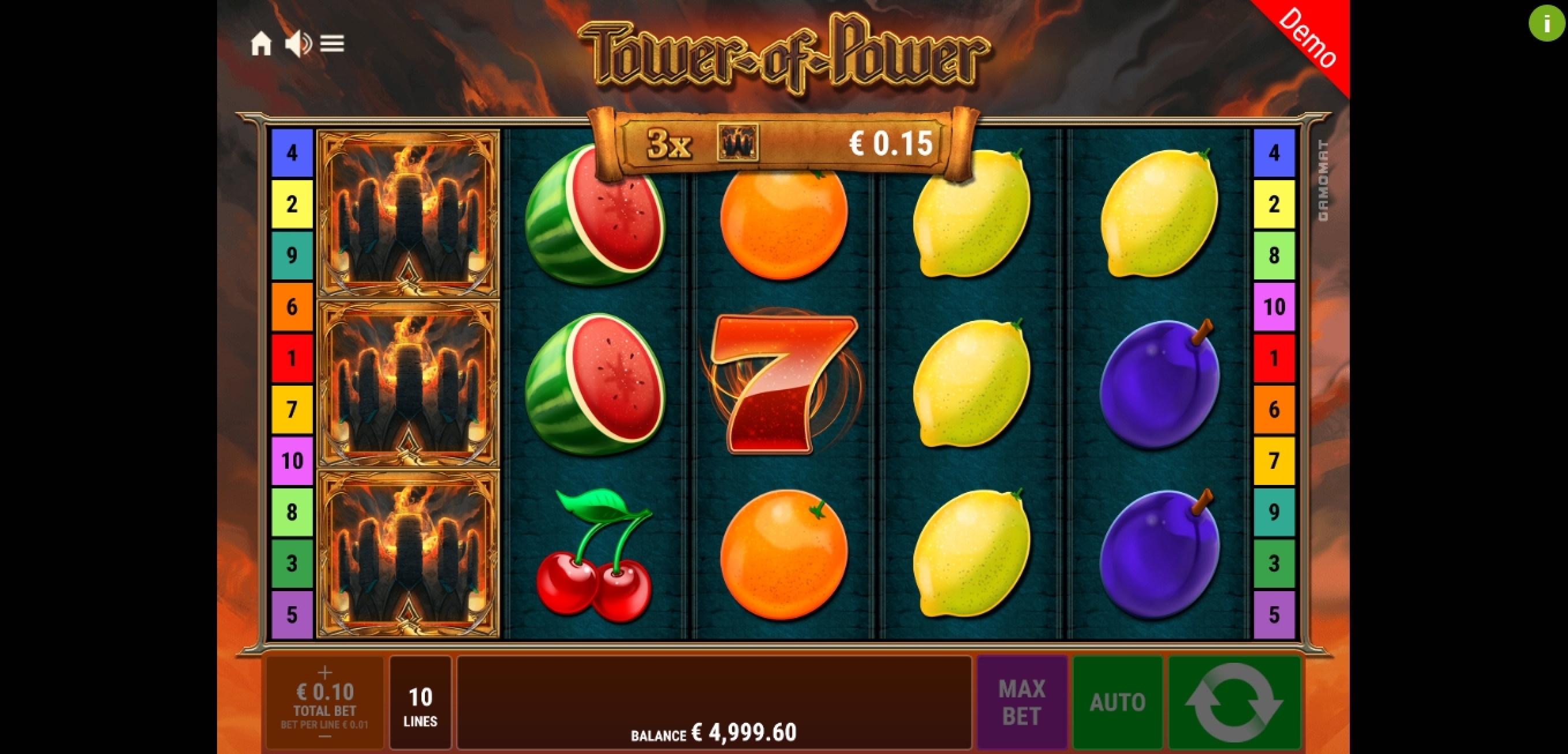 Win Money in Tower of Power Free Slot Game by Gamomat