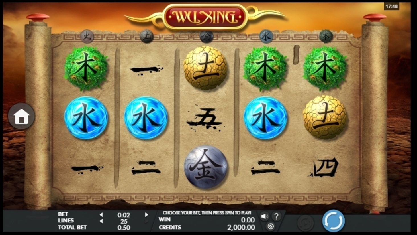 Reels in Wu Xing Slot Game by Genesis Gaming