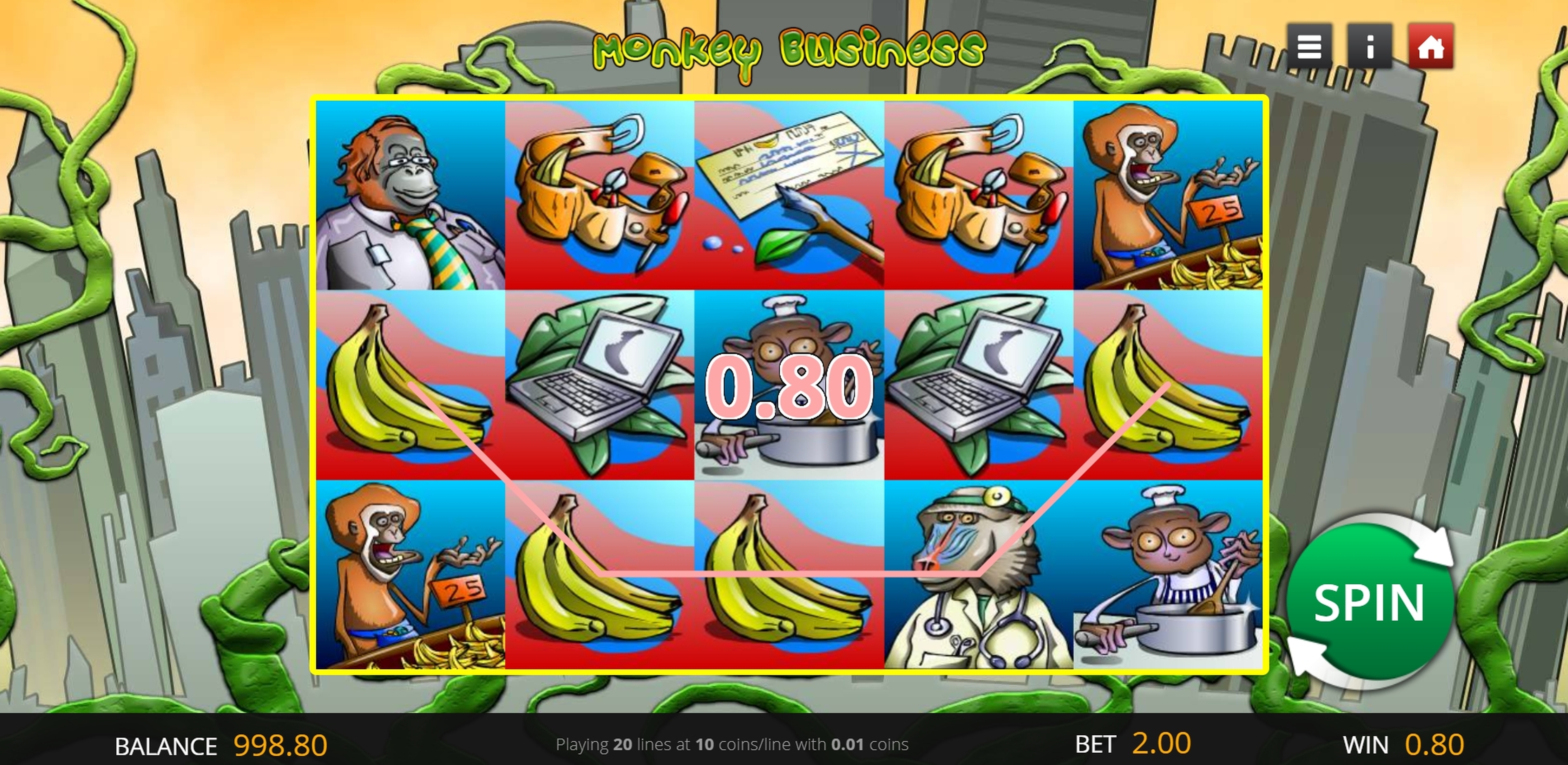 Win Money in Monkey Business Free Slot Game by Genii