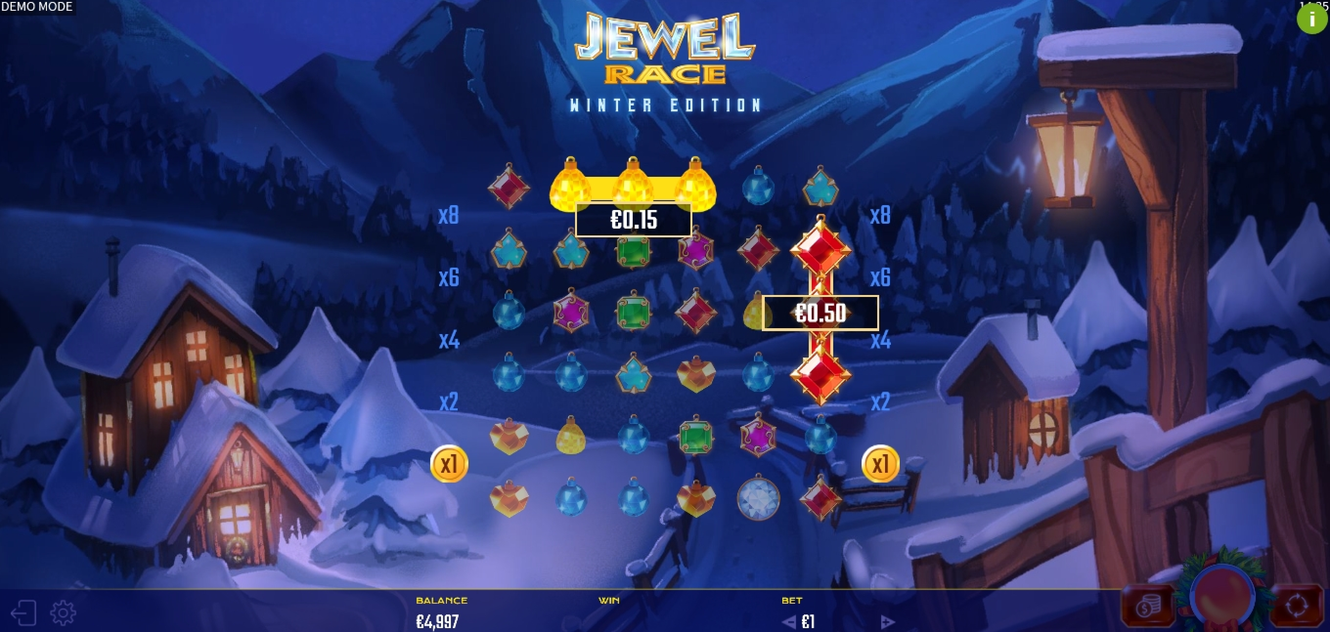 Win Money in Jewel Race Winter Edition Free Slot Game by Golden Hero