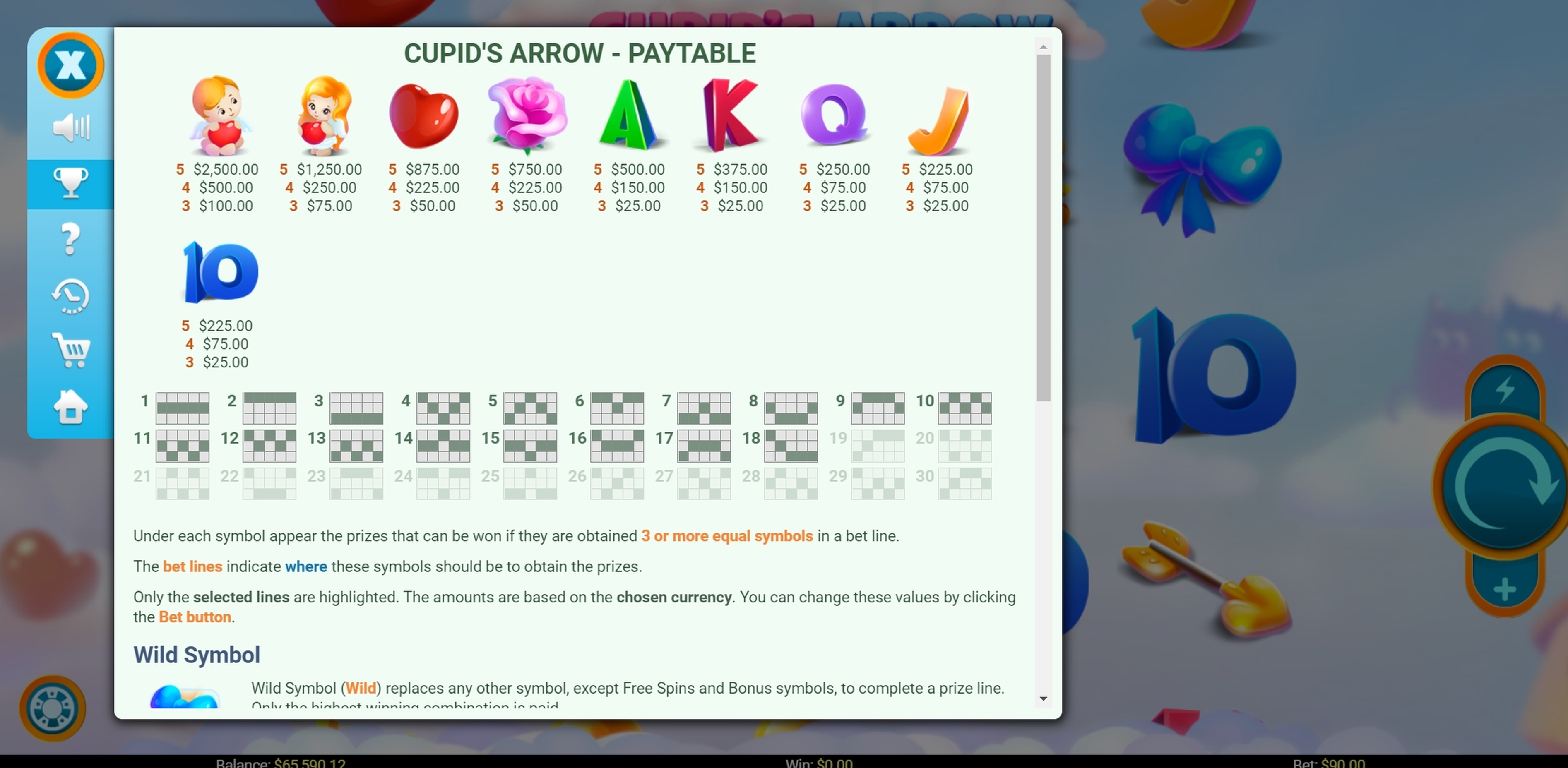 Info of Cupid´s Arrow Slot Game by Greentube
