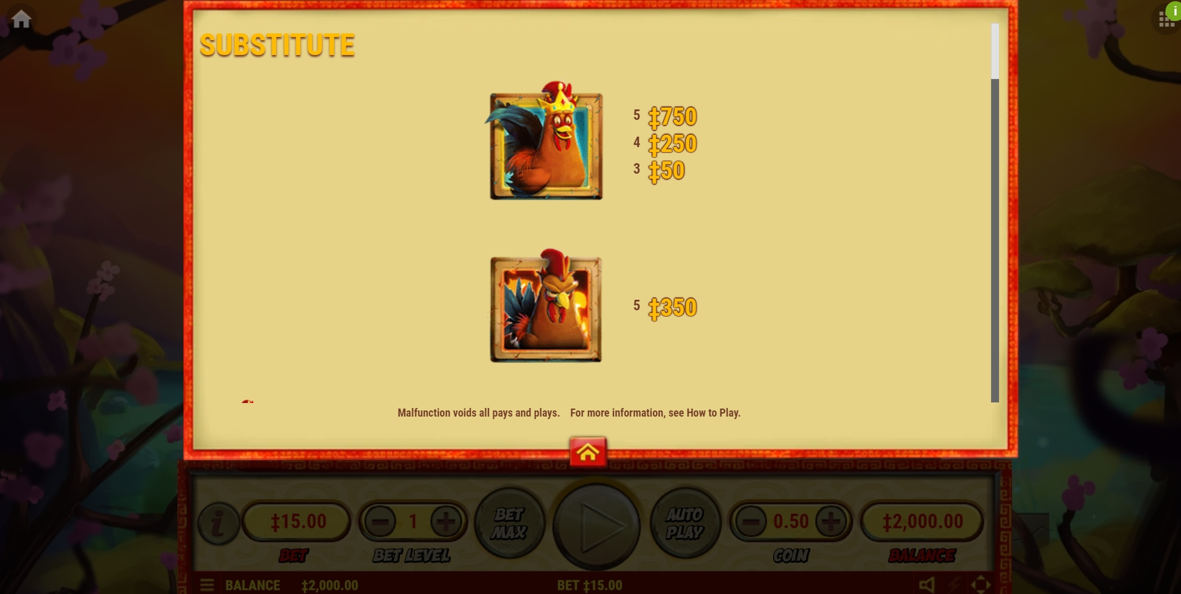 Info of Fire Rooster Slot Game by Habanero