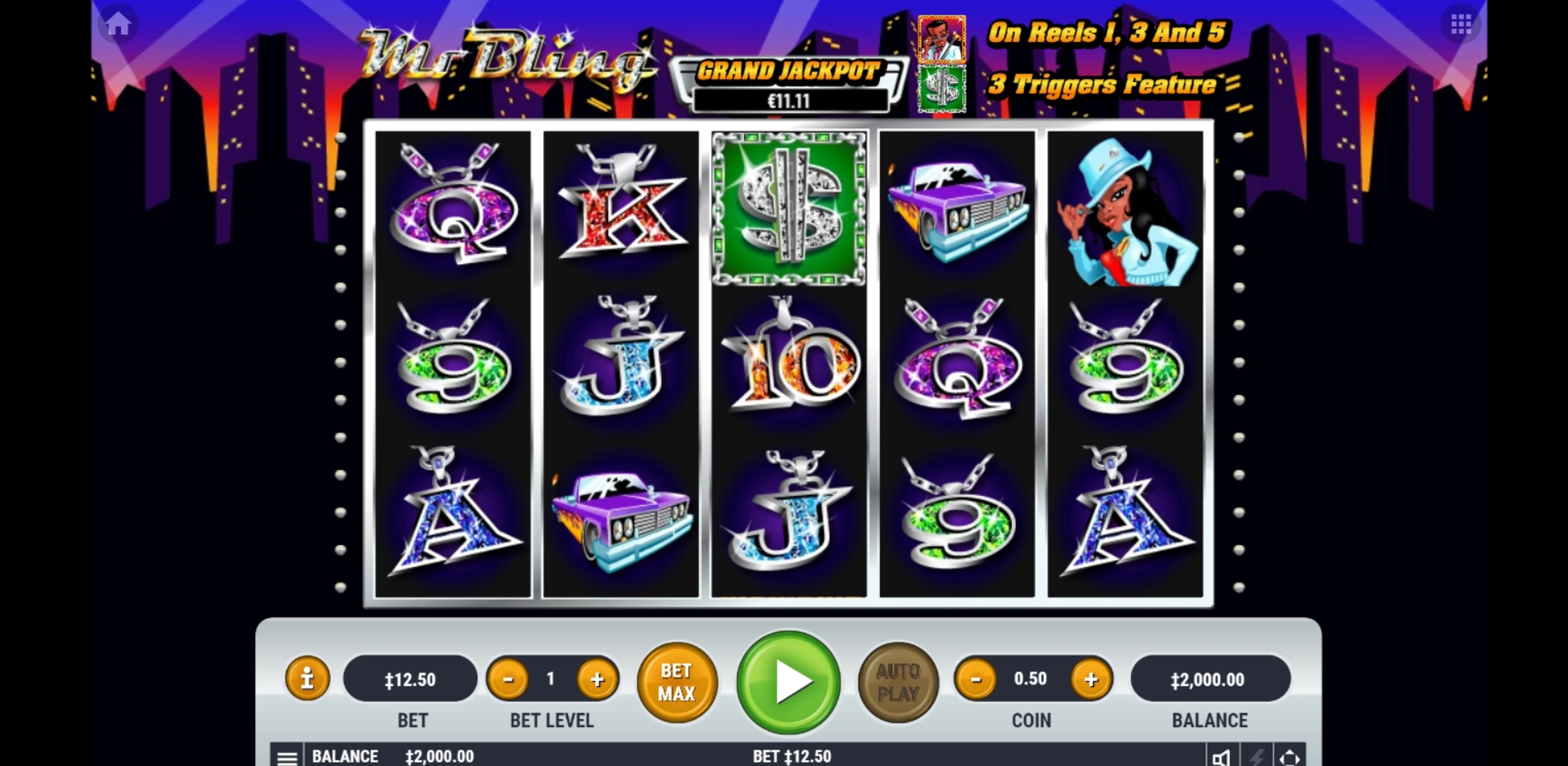Reels in Mr Bling Slot Game by Habanero