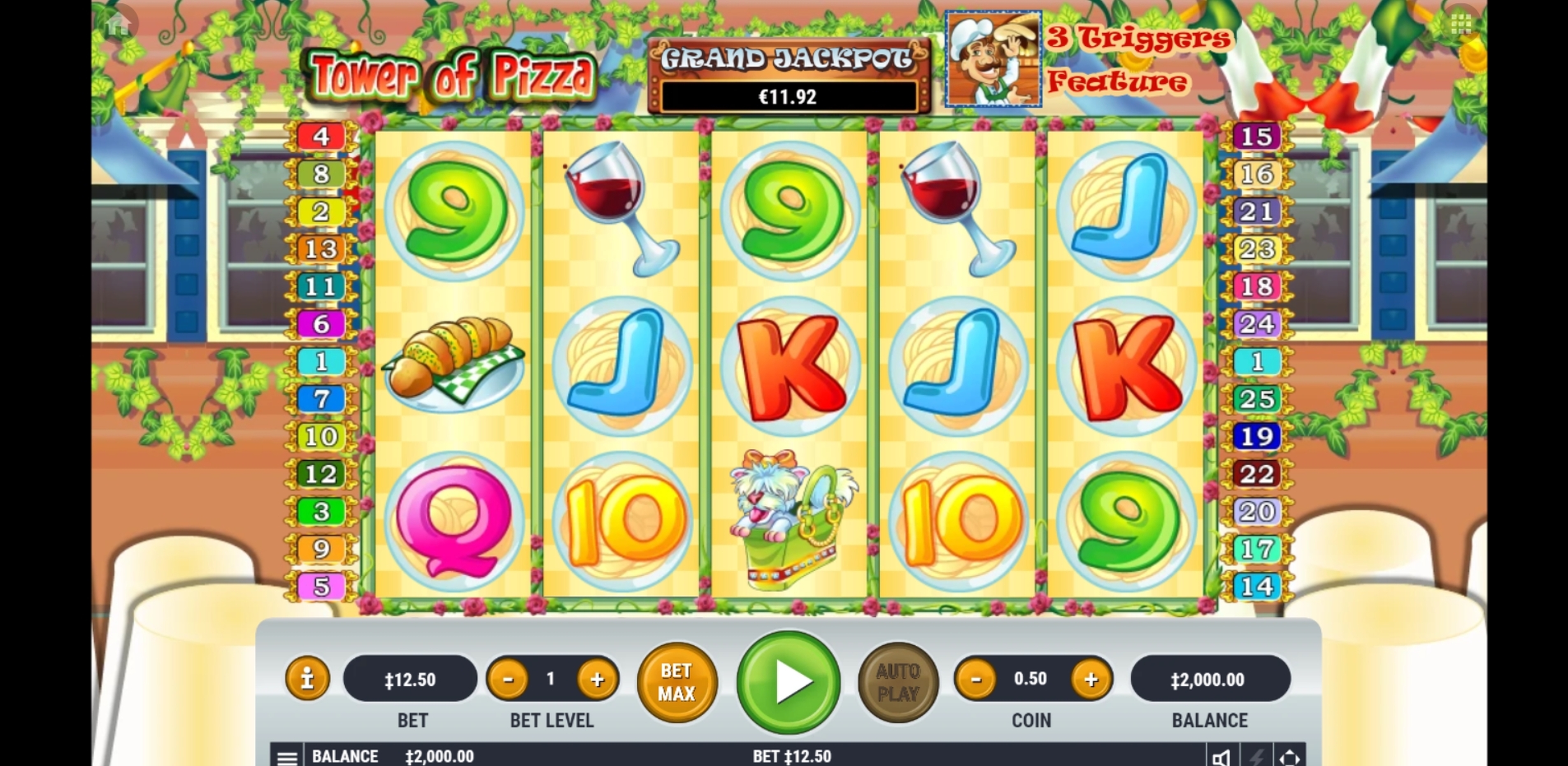 Reels in Tower Of Pizza Slot Game by Habanero