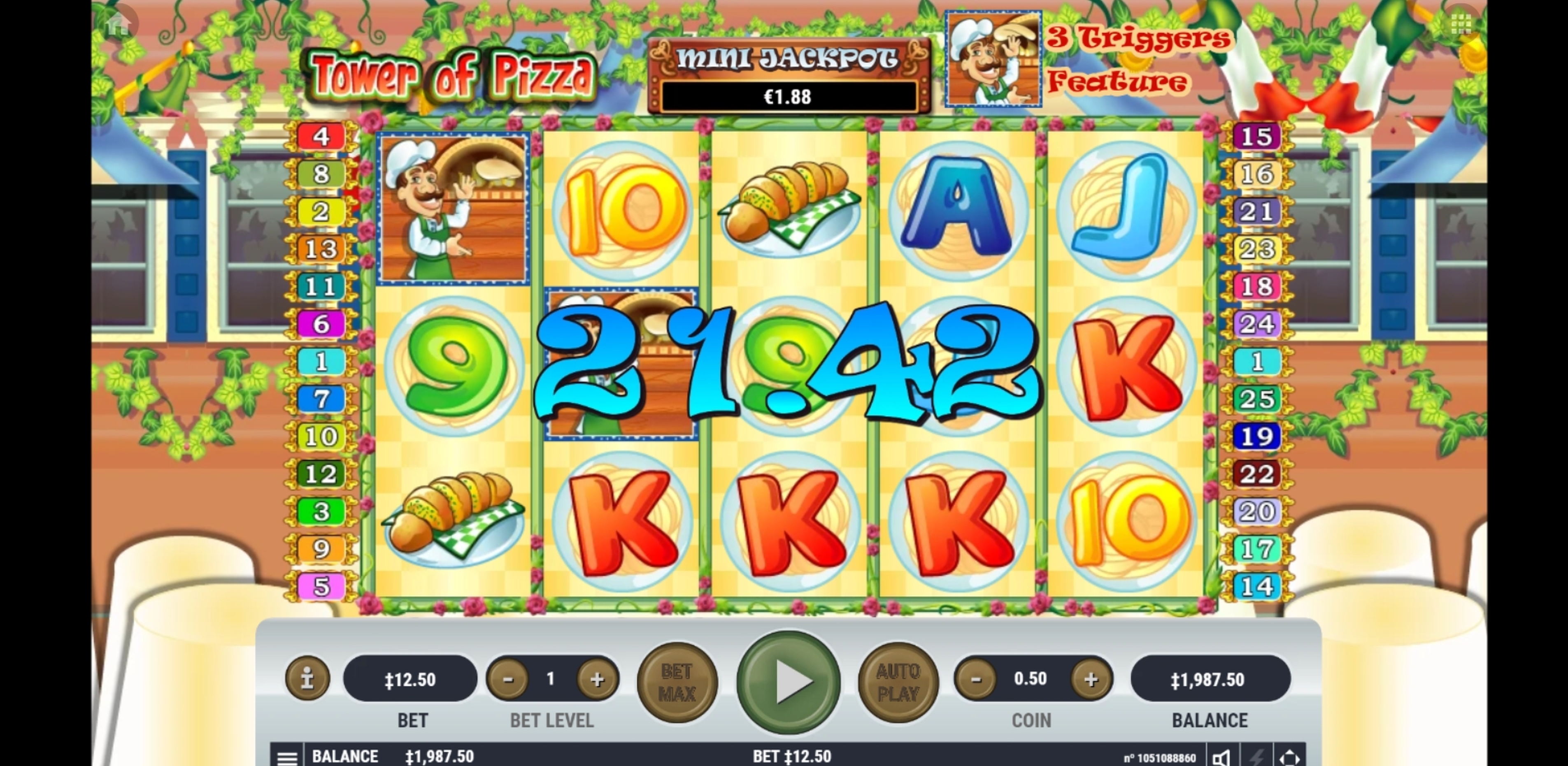 Win Money in Tower Of Pizza Free Slot Game by Habanero