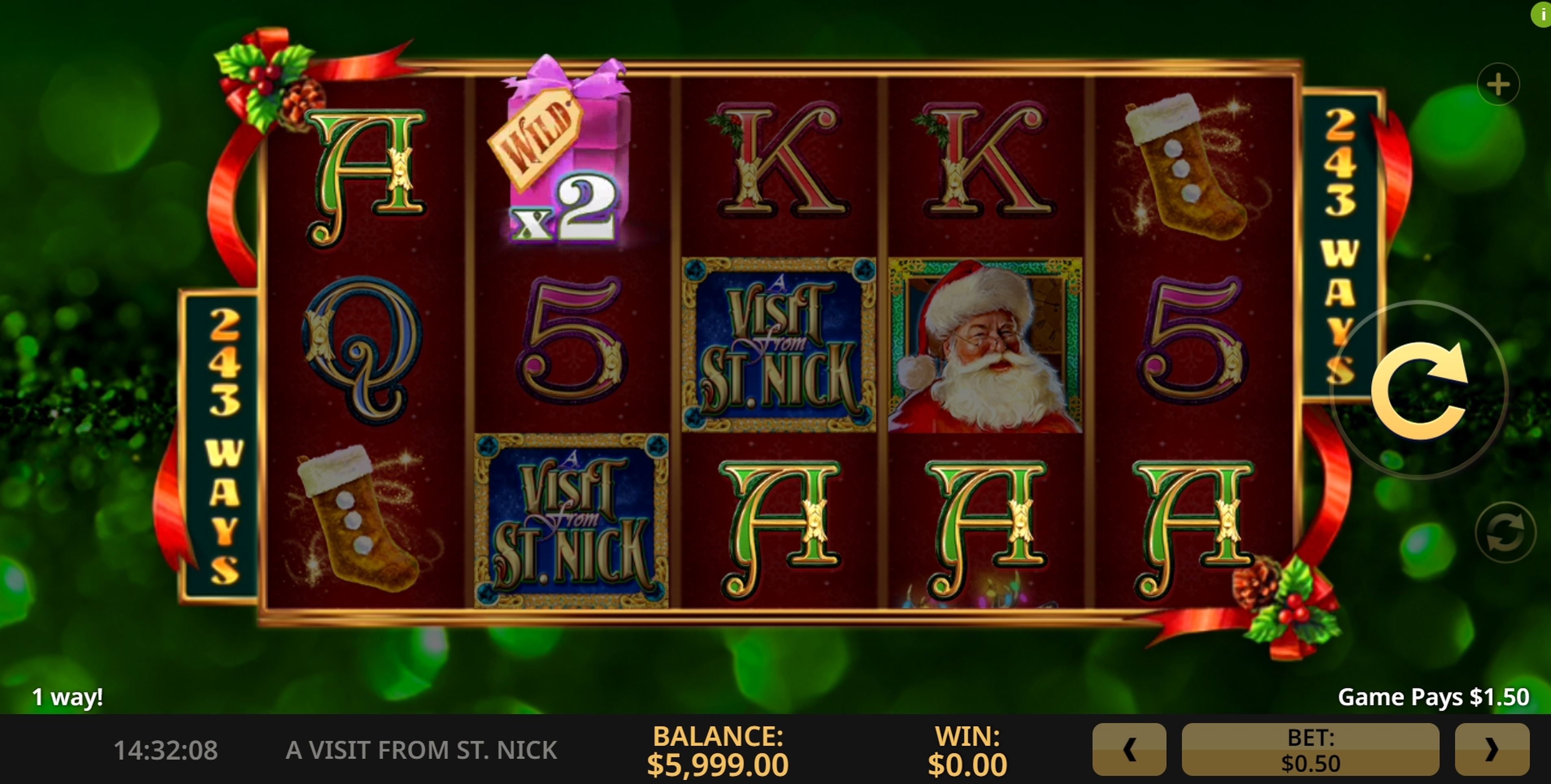 Win Money in A Visit from St. Nick Free Slot Game by High 5 Games