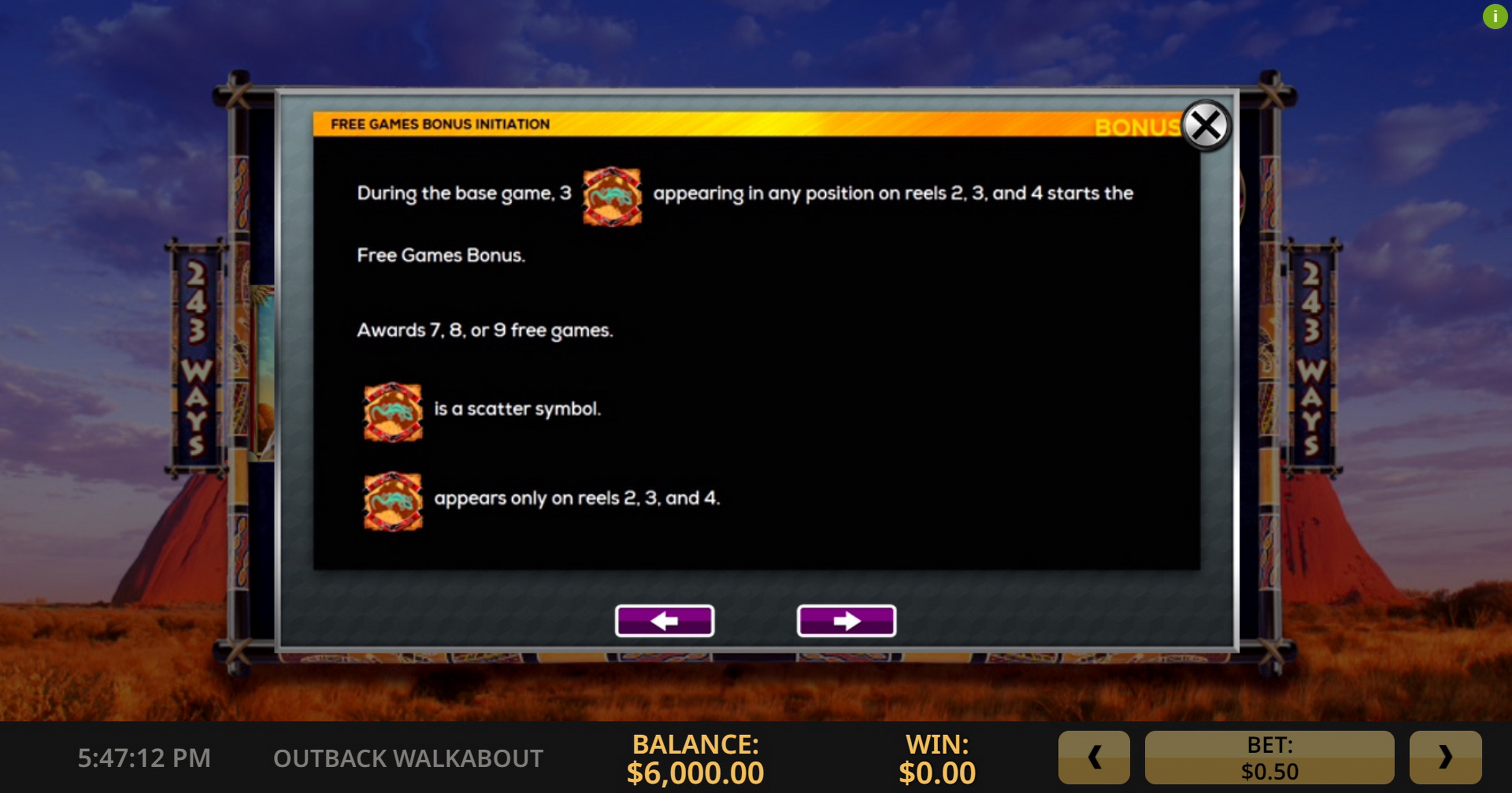Info of Outback Walkabout Slot Game by High 5 Games