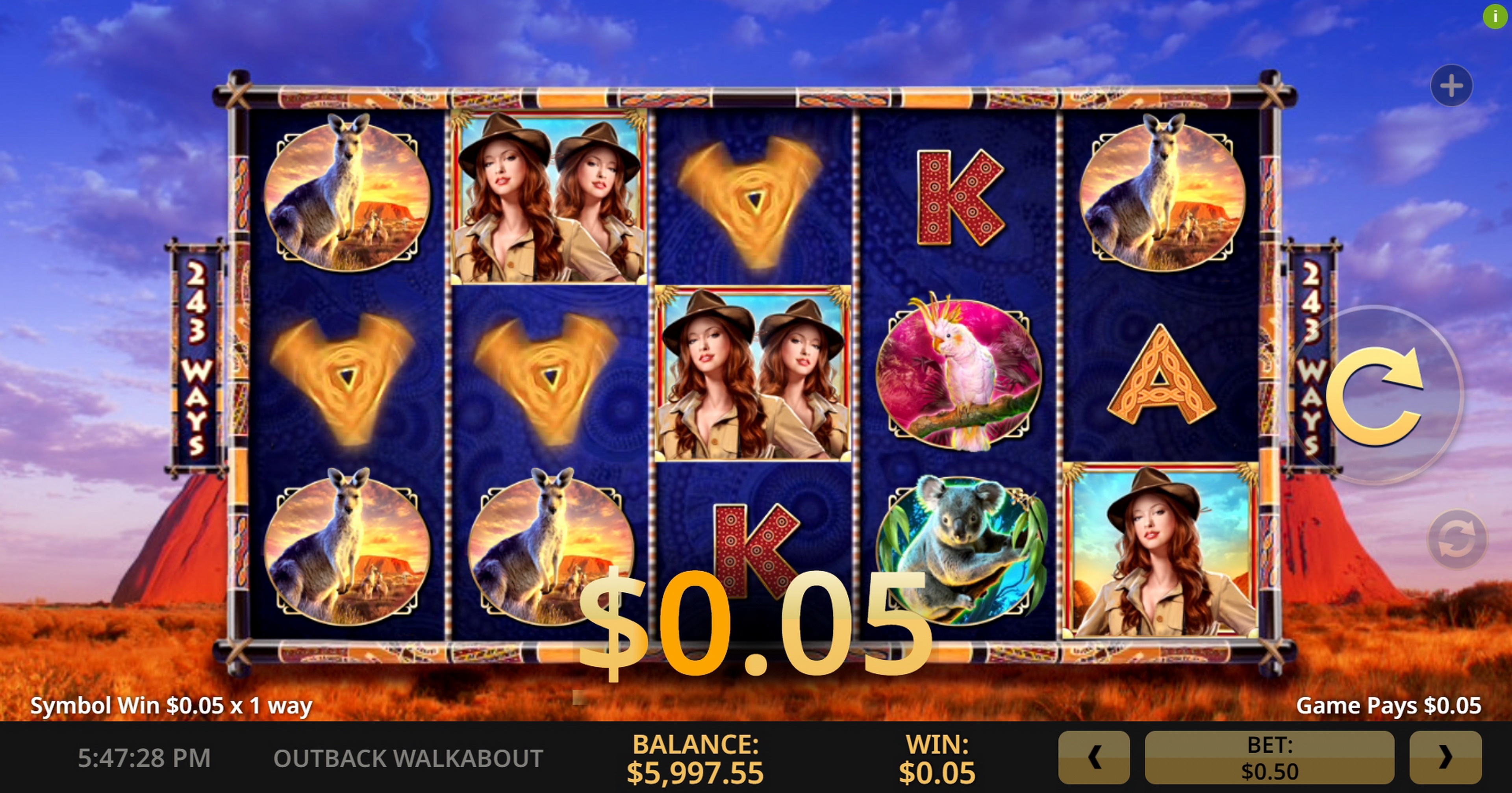 Win Money in Outback Walkabout Free Slot Game by High 5 Games